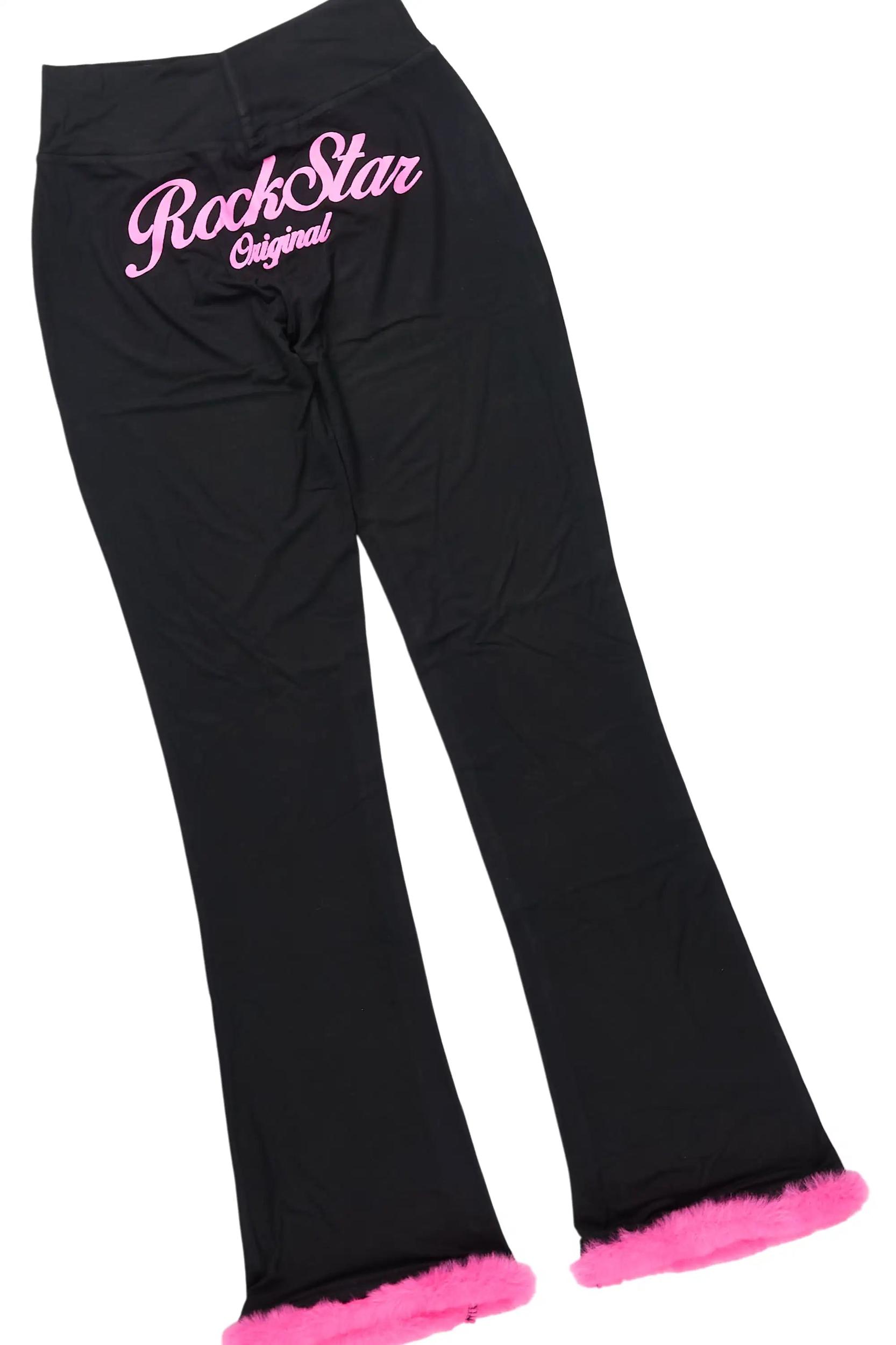 Metrie Black Lounge Track Set With Fur Trim Female Product Image