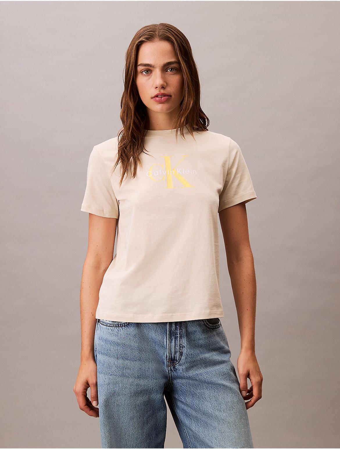 Calvin Klein Womens Monogram Logo Tee - Blue Product Image