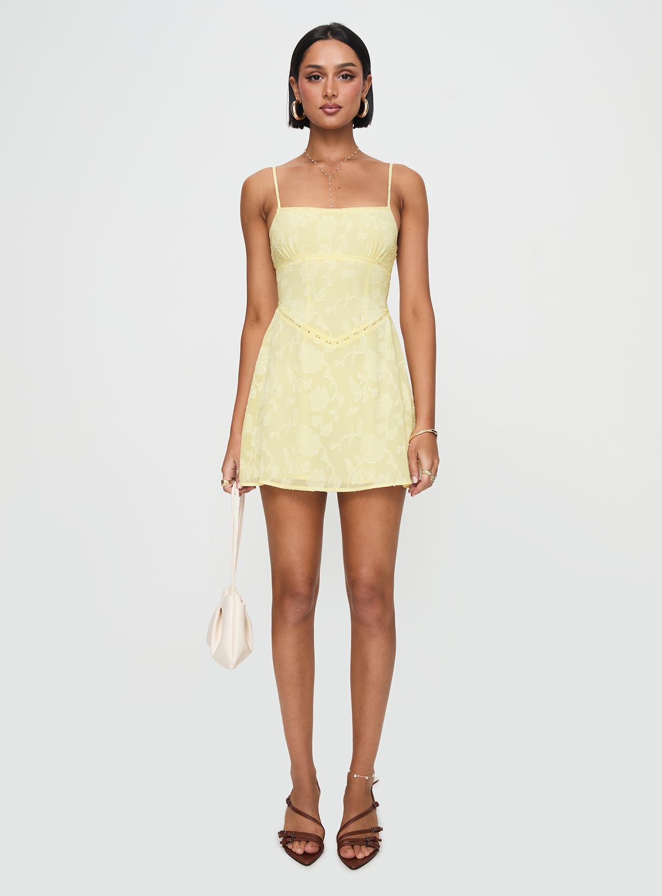 South Of France Mini Dress Yellow Product Image