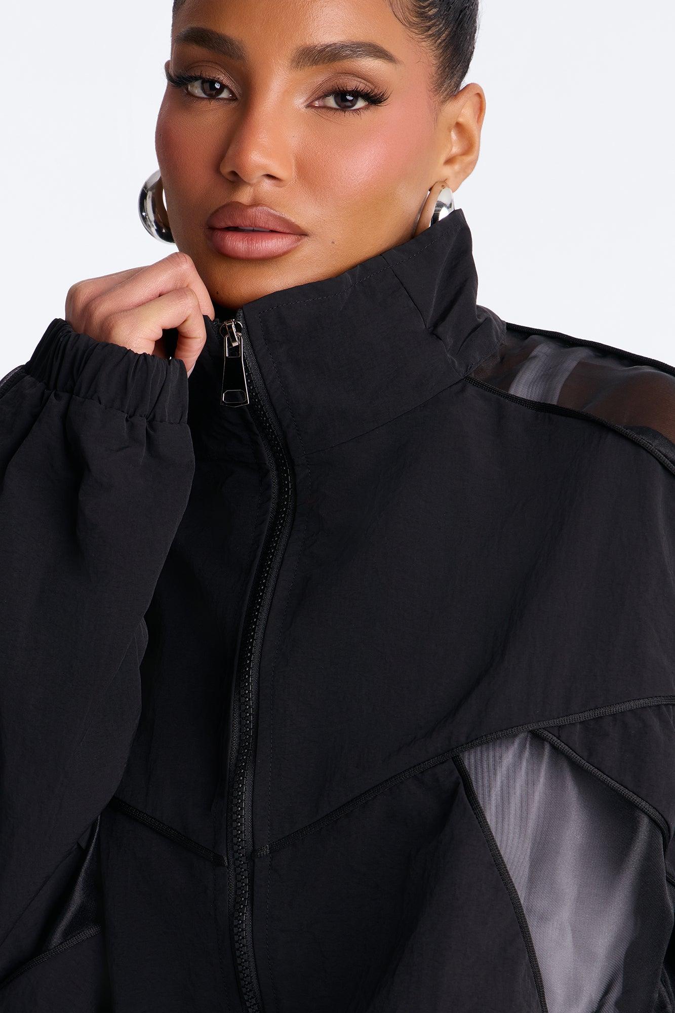 No Days Off Sheer Windbreaker Jacket - Black Female Product Image