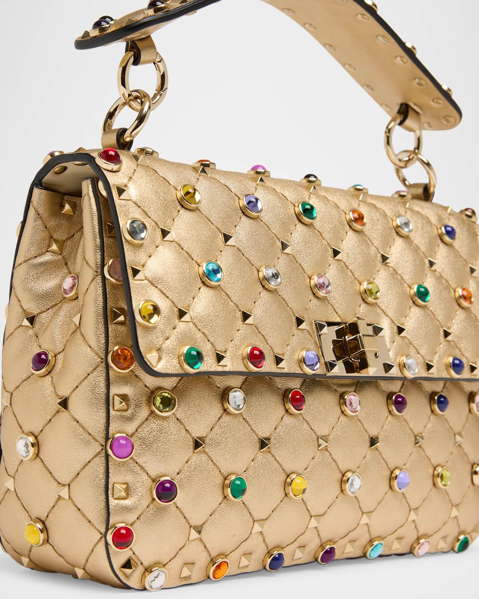 Medium Rockstud Embellished Leather Shoulder Bag Product Image