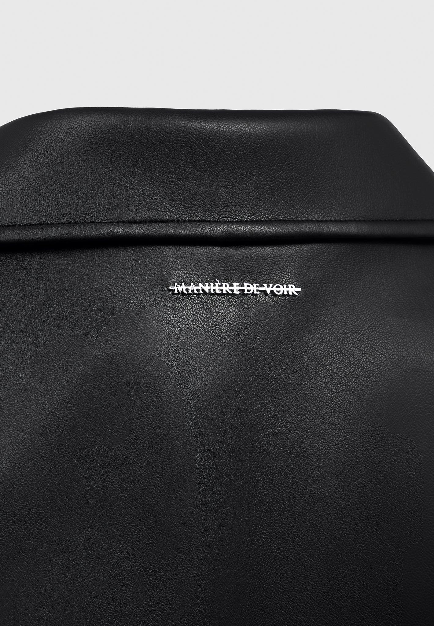 Leather Biker Trench Coat - Black Female Product Image