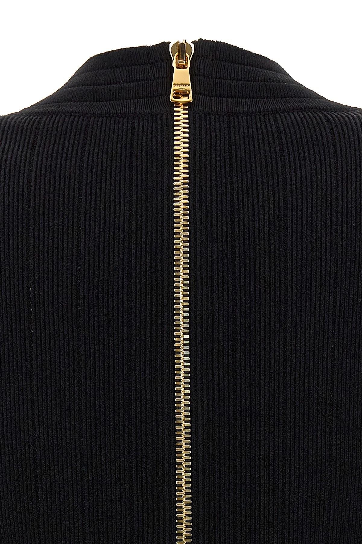 BALMAIN Mini Black Dress With Golden Buttons In Stretch Viscose Woman In Opa Noir Product Image