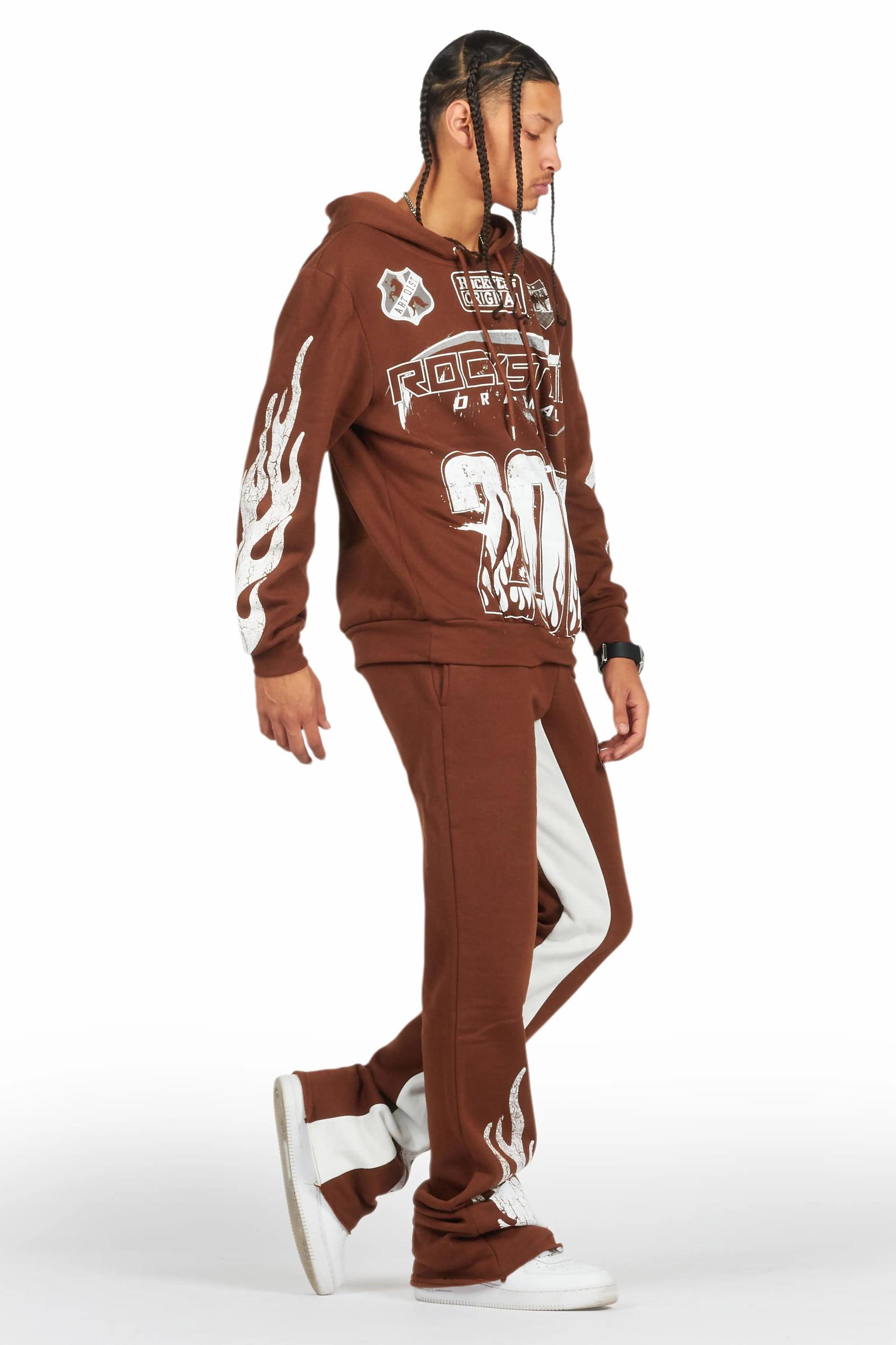 Amos Brown Hoodie/Baggy Track Pant Set Male Product Image