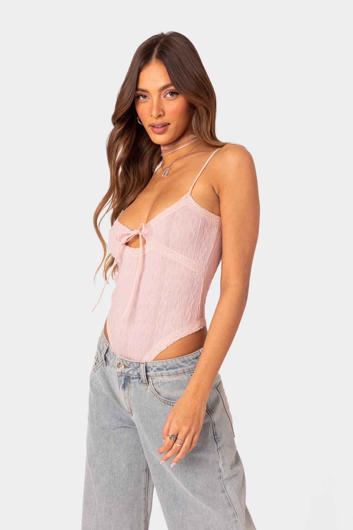 Lacey Knit Cut Out Bodysuit Product Image