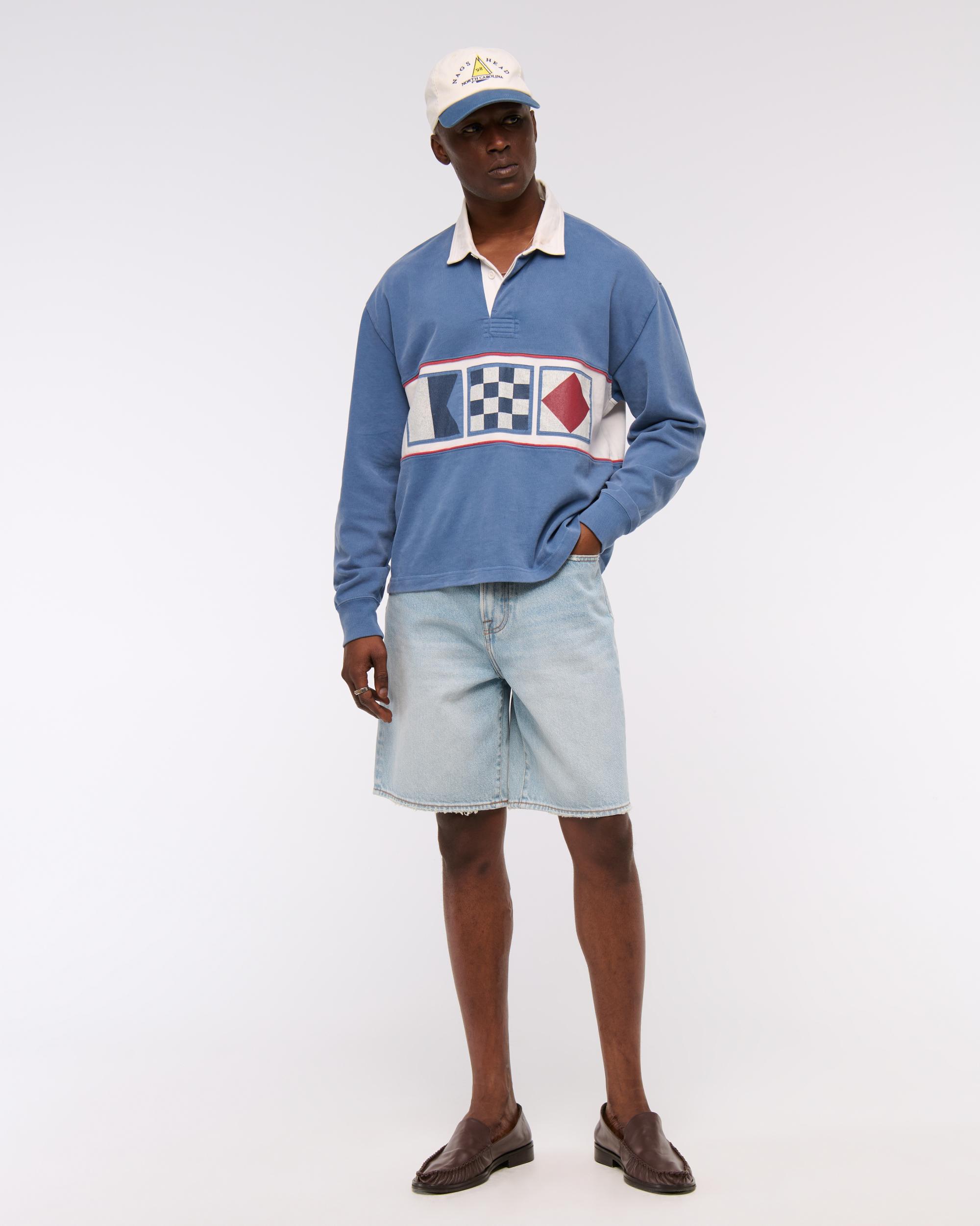 Long-Sleeve Cropped Rugby Polo Product Image