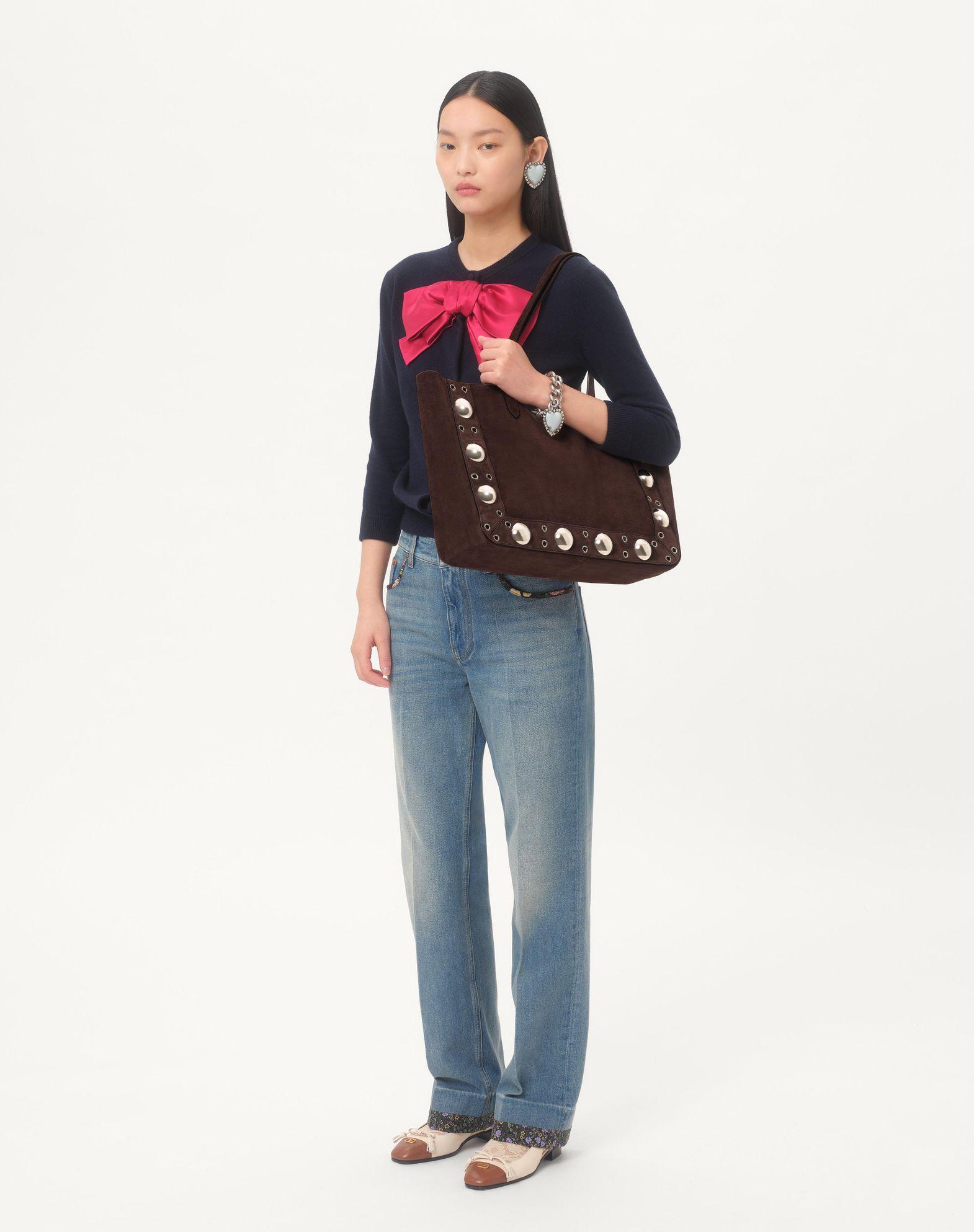 Valentino Garavani Medium Nellcôte Suede Shopping Bag Product Image