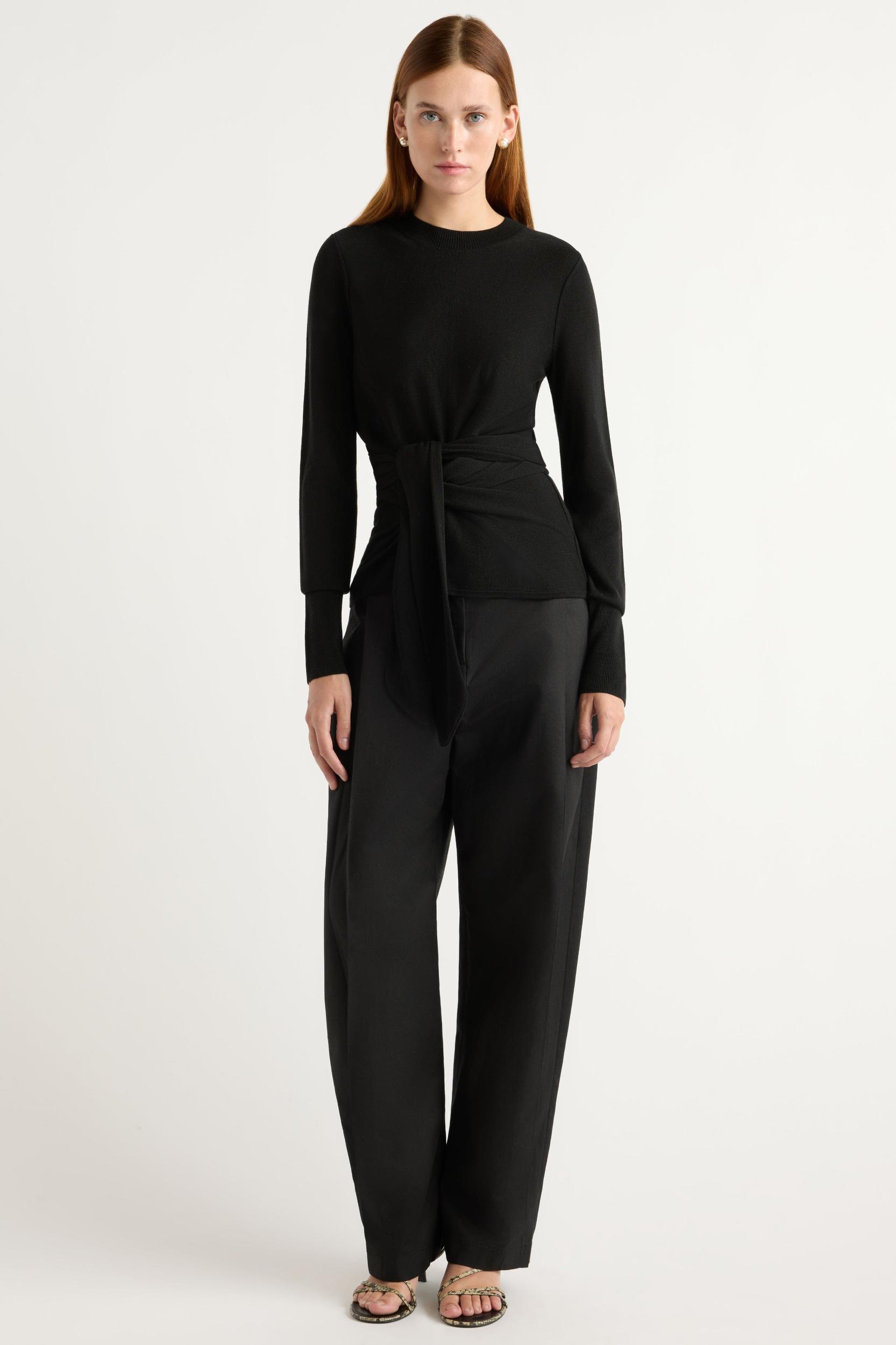 Robin Tie-Front Tencel-Wool Sweater Product Image