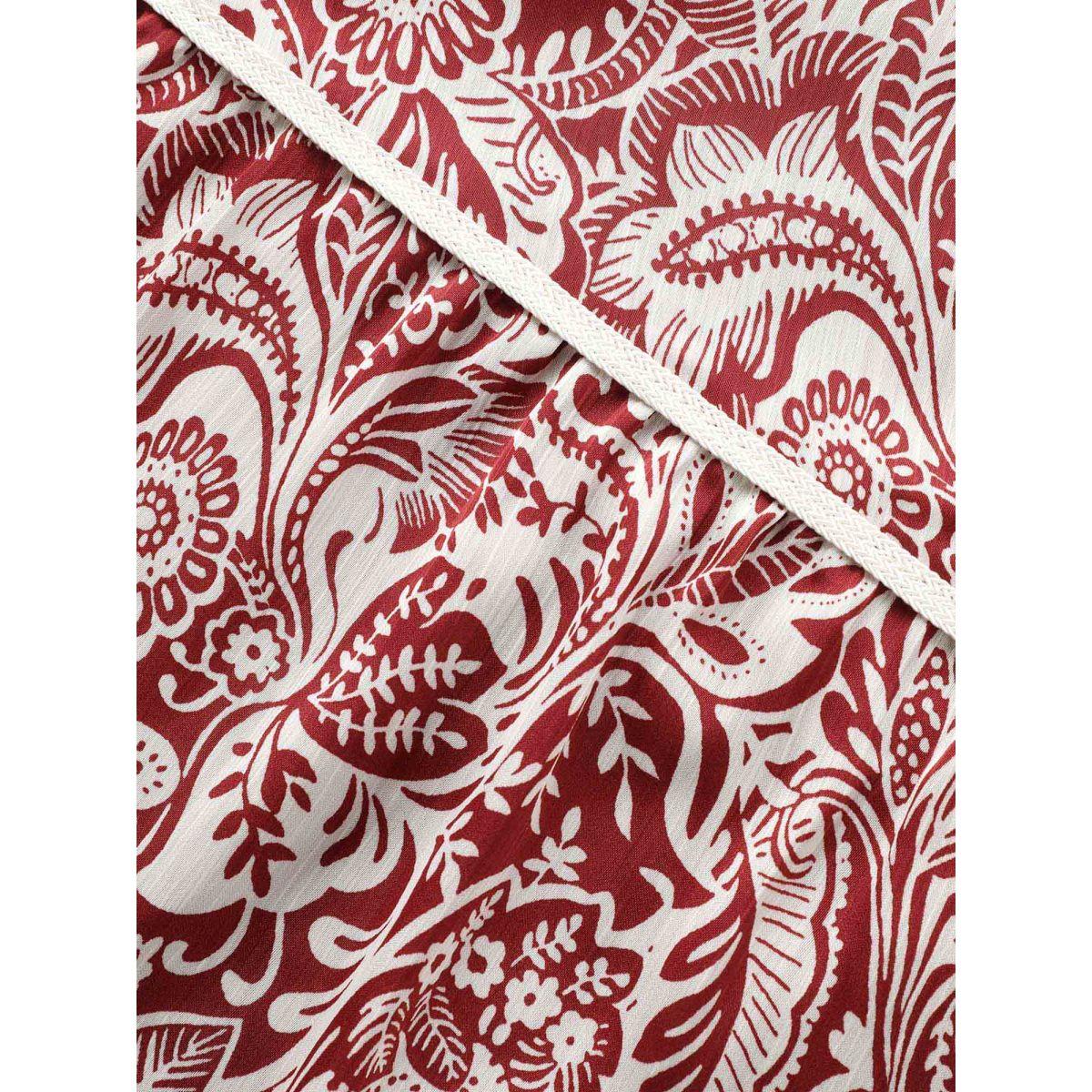 Plus Size Bandana Woven Ribbon Bell Sleeve Dress Scarlet Women Resort Woven ribbon&lace trim Notched collar Long Sleeve Curvy BloomChic 28/5X Product Image