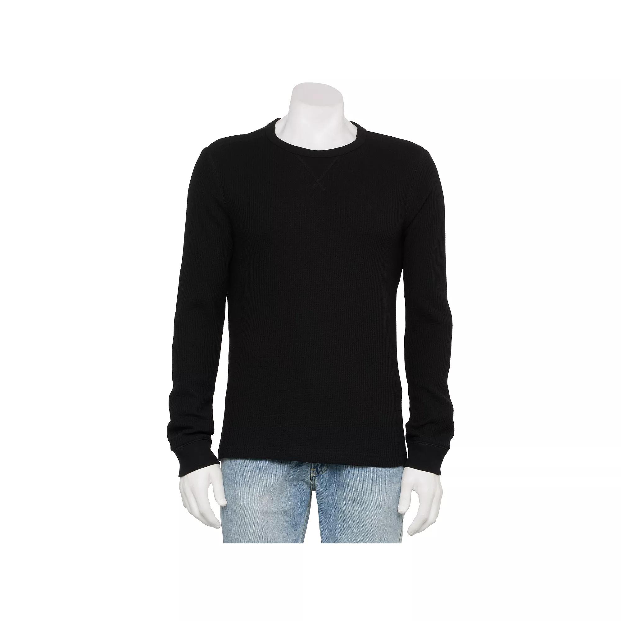 Men's Sonoma Goods For Life® Adaptive Long Sleeve Crewneck Tee, Size: Small, Black Product Image