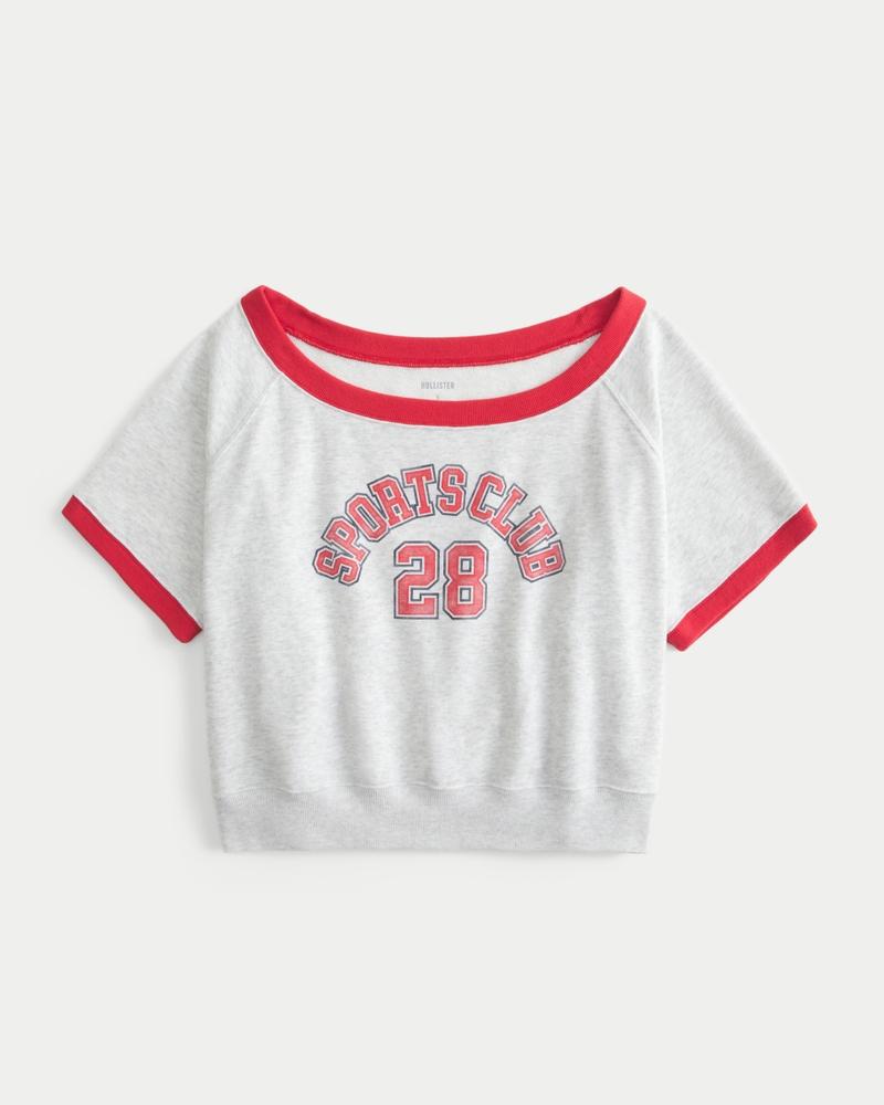 Easy Short-Sleeve Terry Fleece Graphic Sweatshirt Product Image