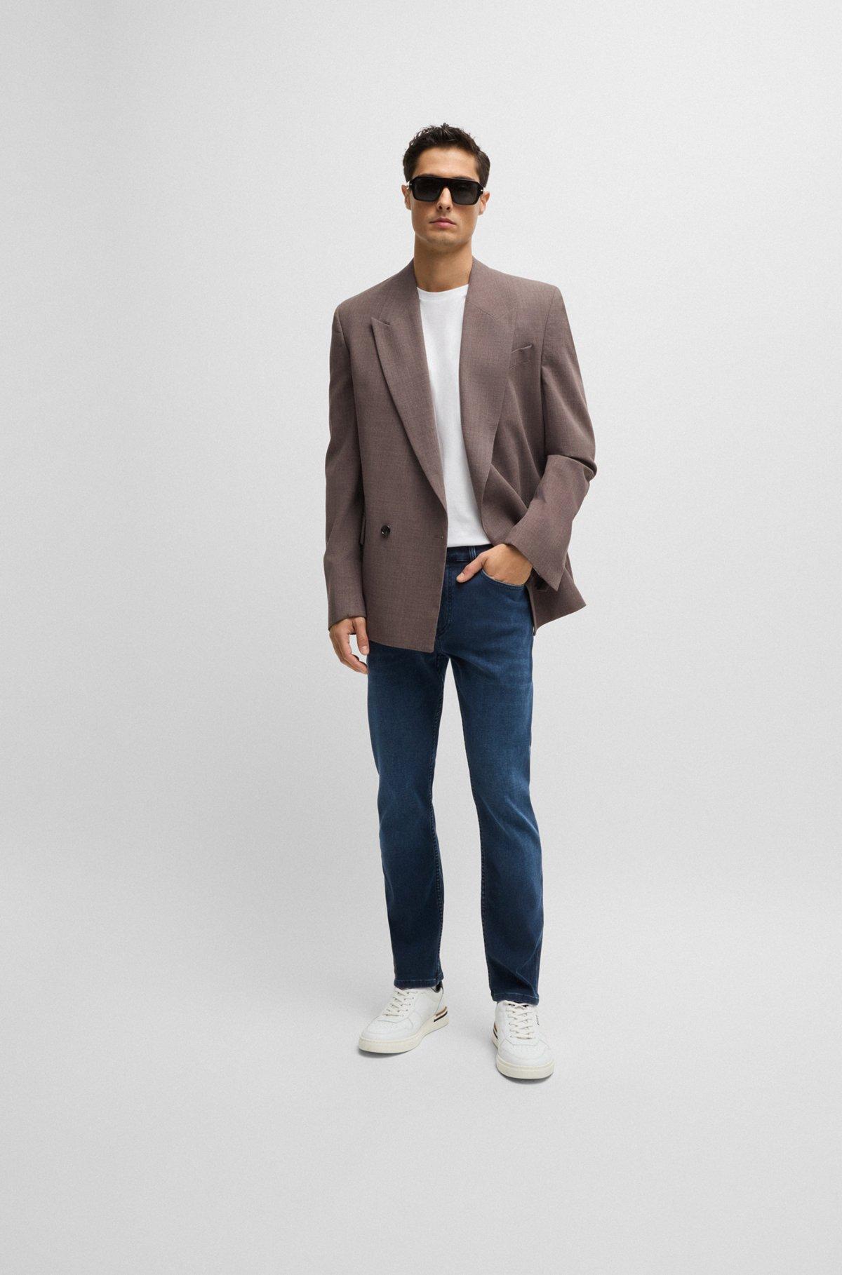 Slim-fit jeans in blue knitted stretch denim Product Image