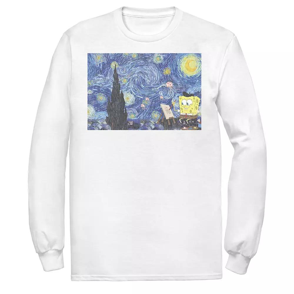 Men's Nickelodeon SpongeBob SquarePants Starry Night Painting Tee, Size: Large, White Product Image