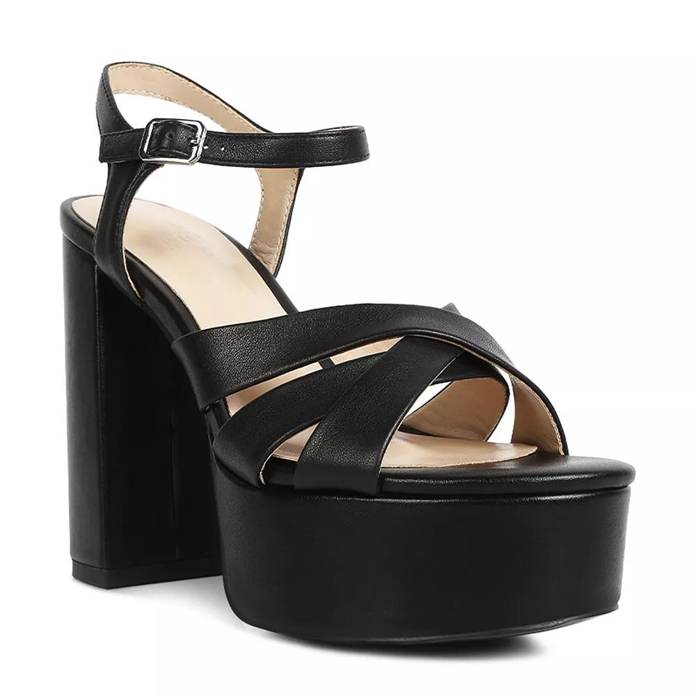 Rag & Co De-Vil Women's Leather Block Heel Dress Sandals, Size: 8, Black Product Image