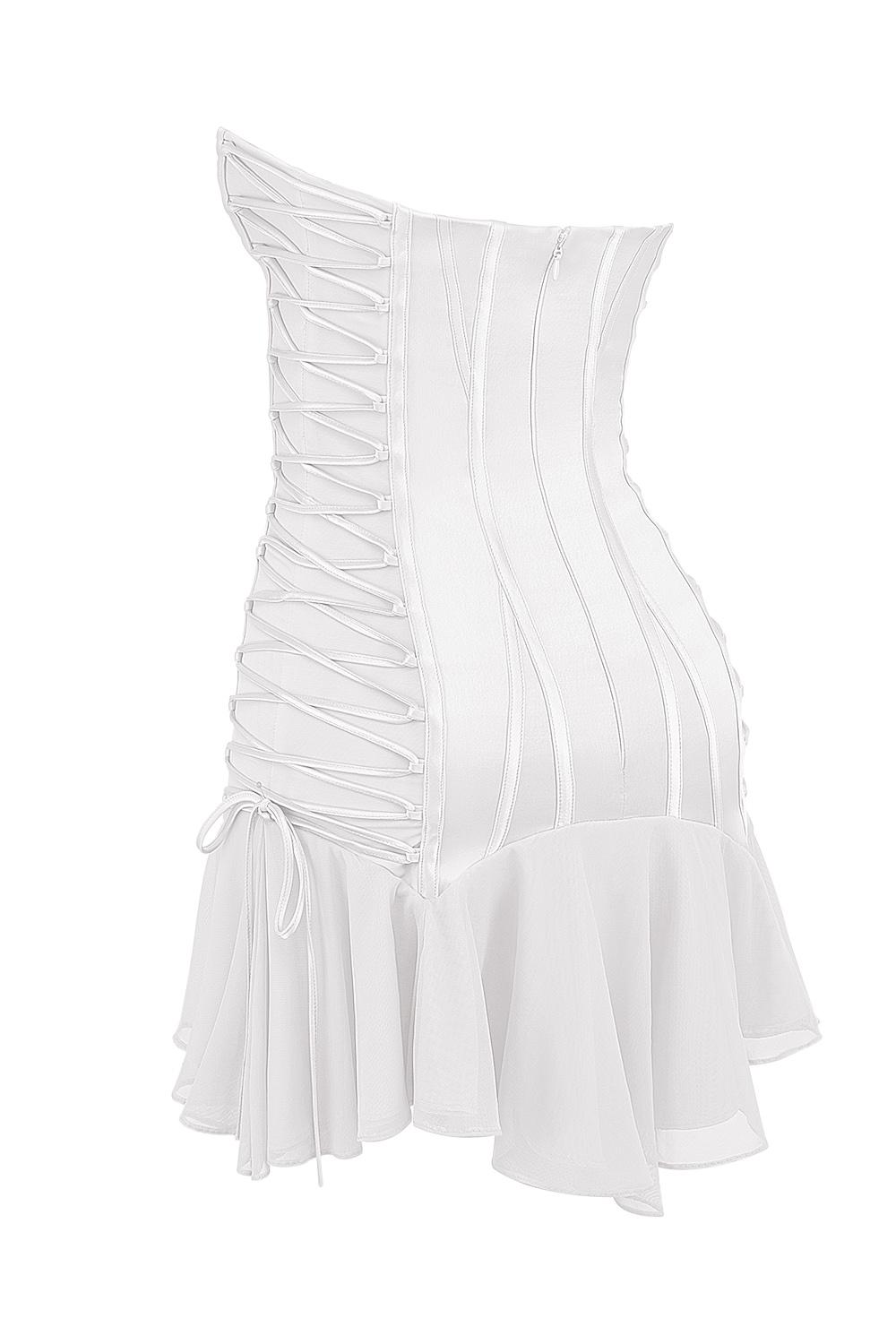 Sirena  white strapless lace up mini dress Product Image