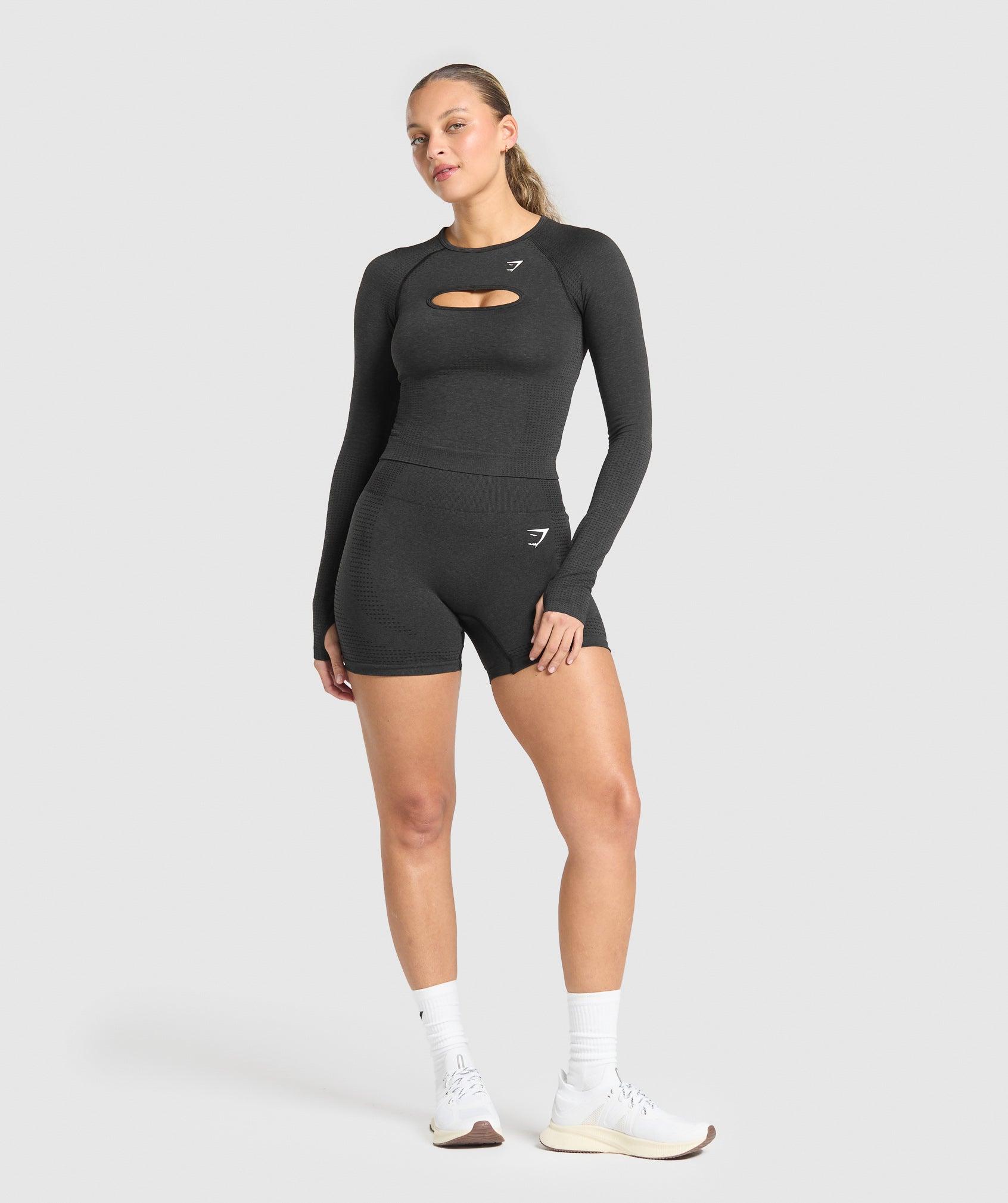 Gymshark Vital Long Sleeve Cut Out Top - Black Marl Female Product Image