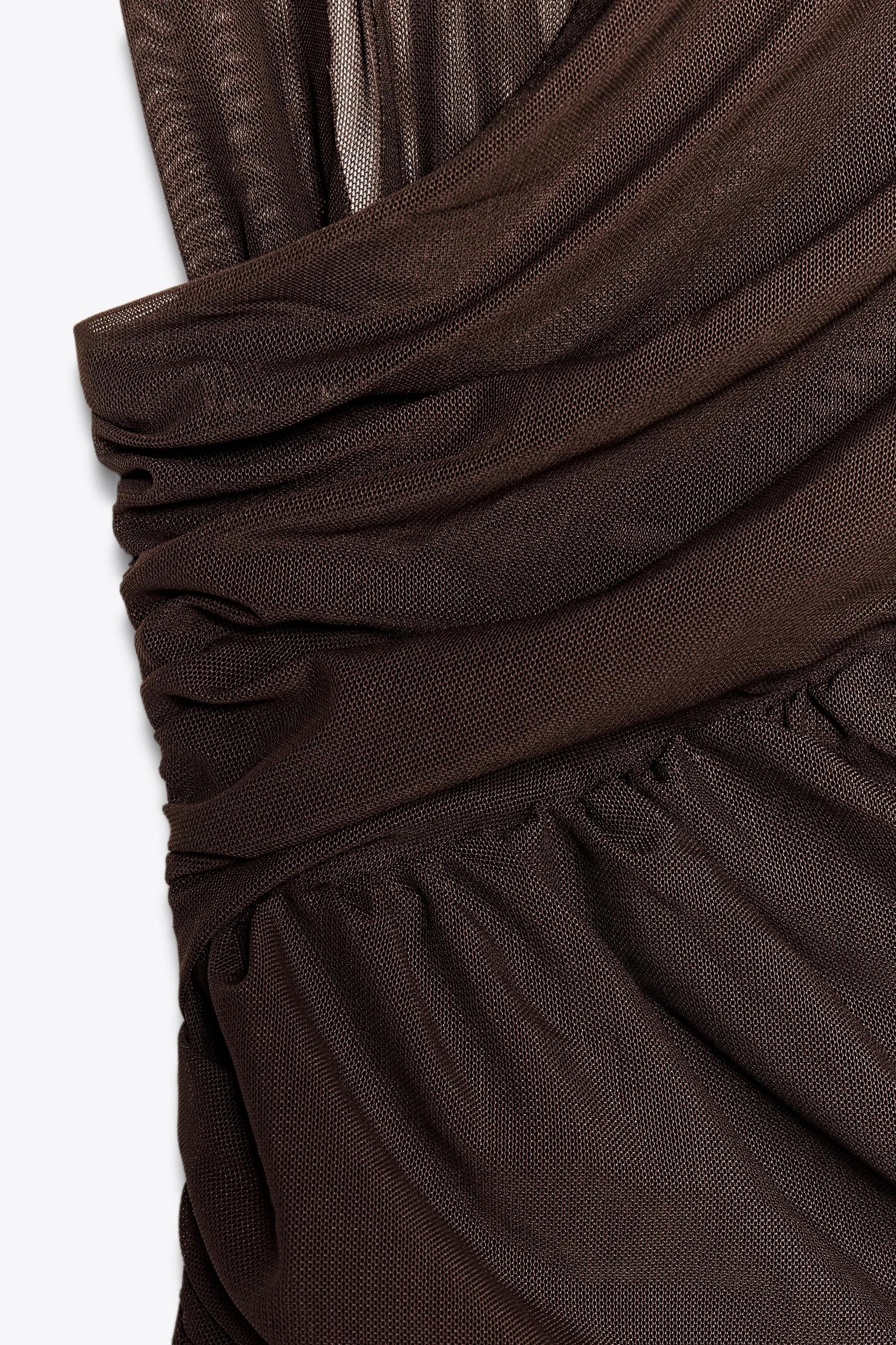 DRAPED ASYMMETRIC TULLE BODYSUIT Product Image