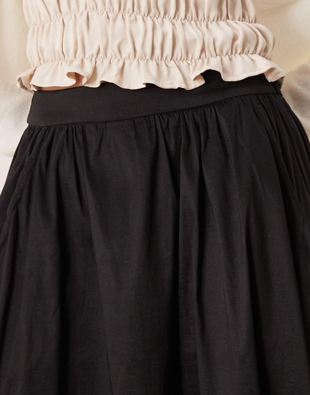 Glamorous volume taffeta midi skirt in black Product Image
