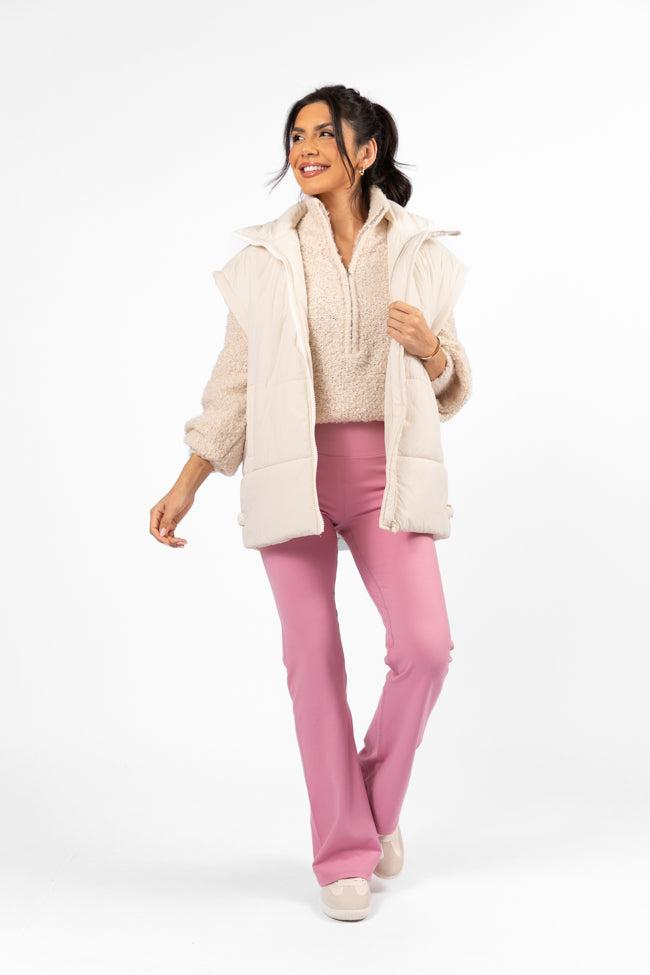 Get Moving Pink Flare Knit Leggings FINAL SALE Product Image