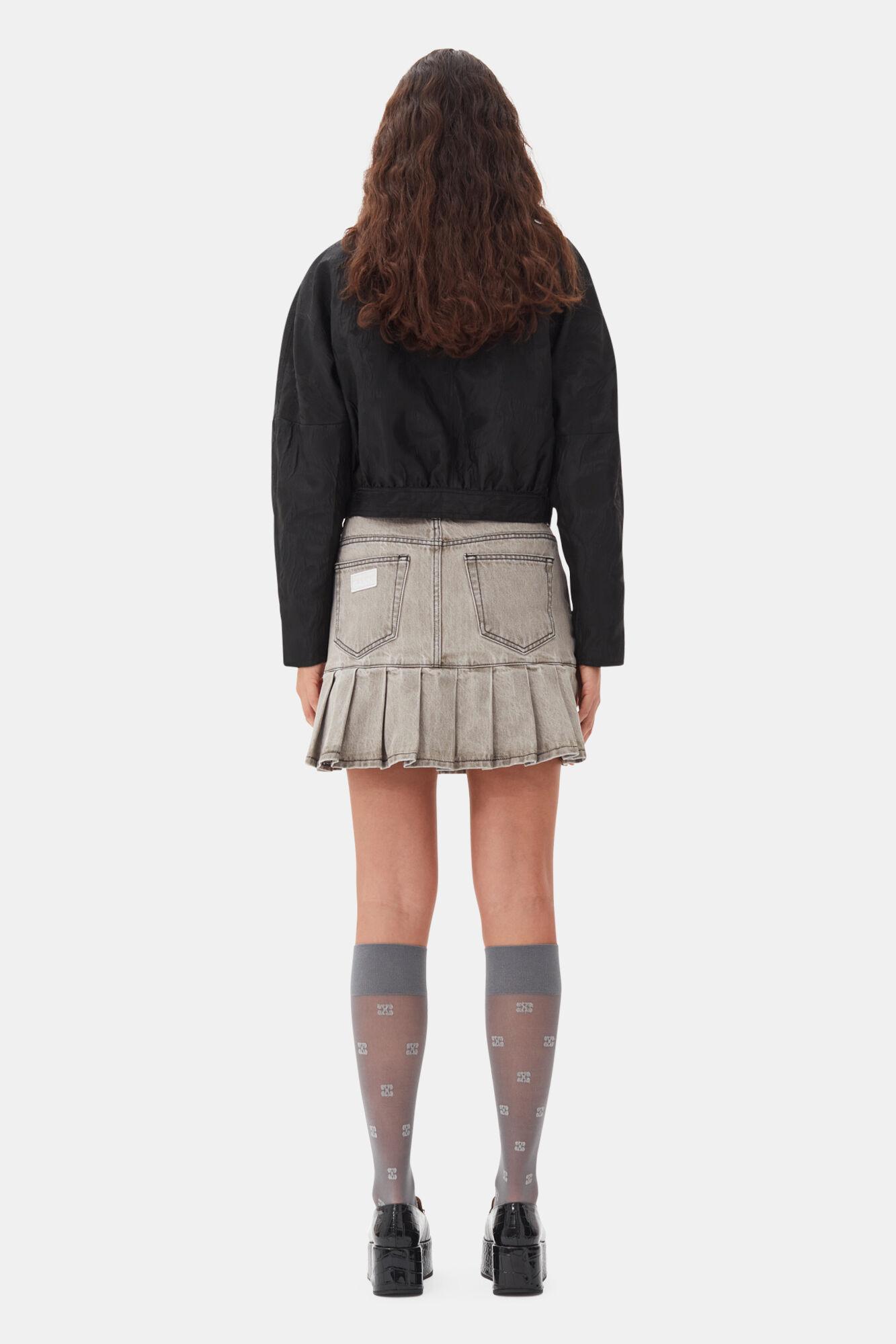 Grey Future Denim Pleated Mini Skirt Product Image