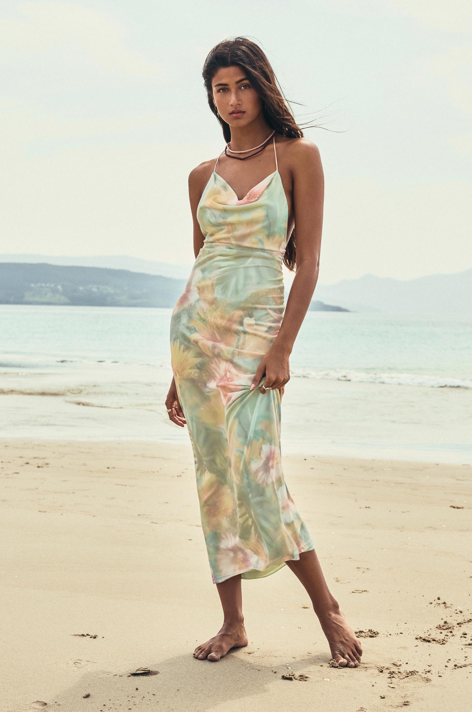 Printed tulle midi dress Product Image