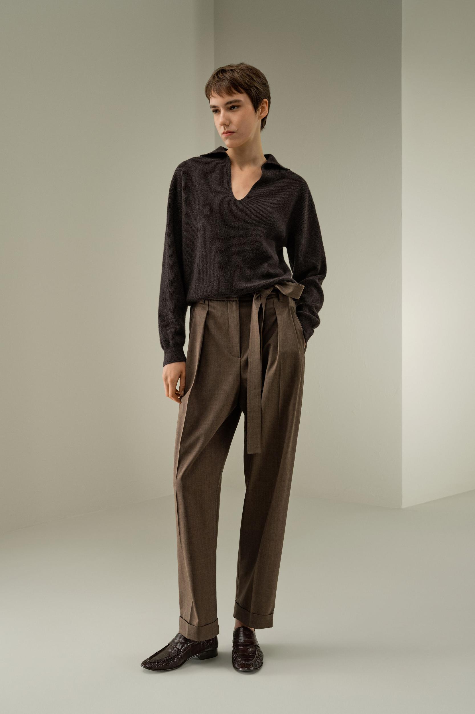 Ribbed Cashmere Polo Sweater Product Image