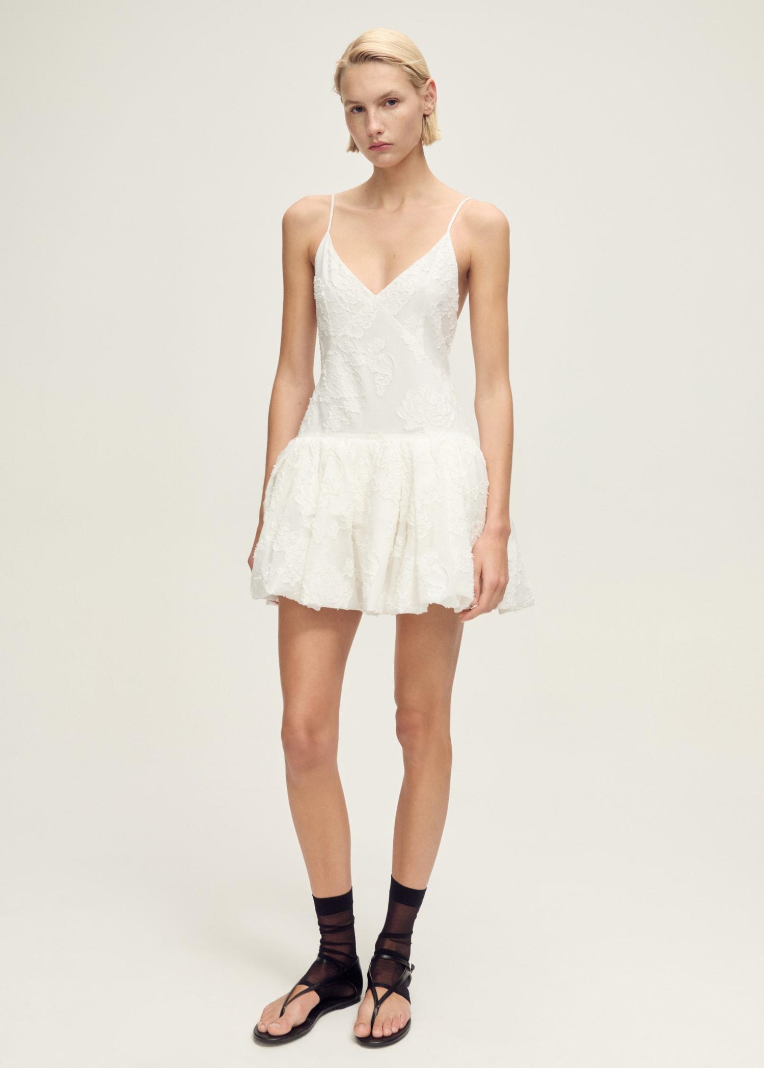 Textured balloon dress - Women | MANGO USA Product Image