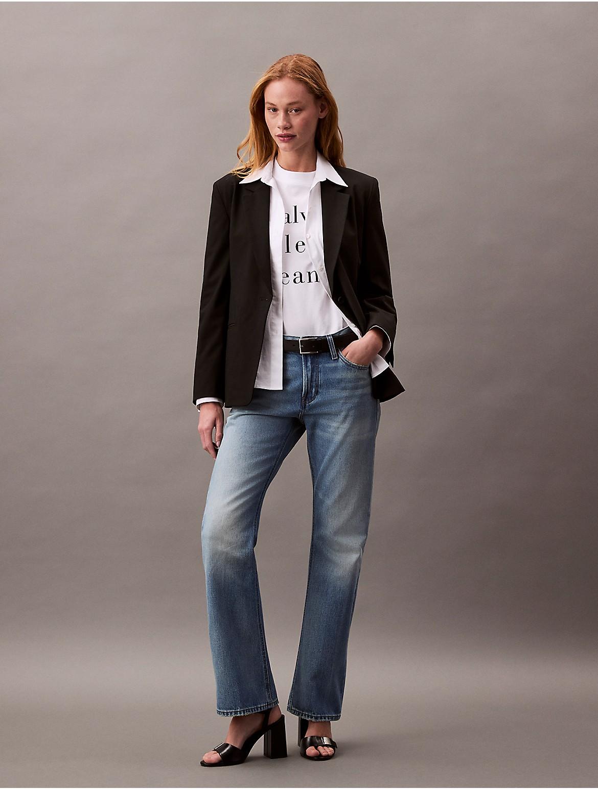 Calvin Klein Womens Relaxed Bootcut Jeans - Blue Product Image