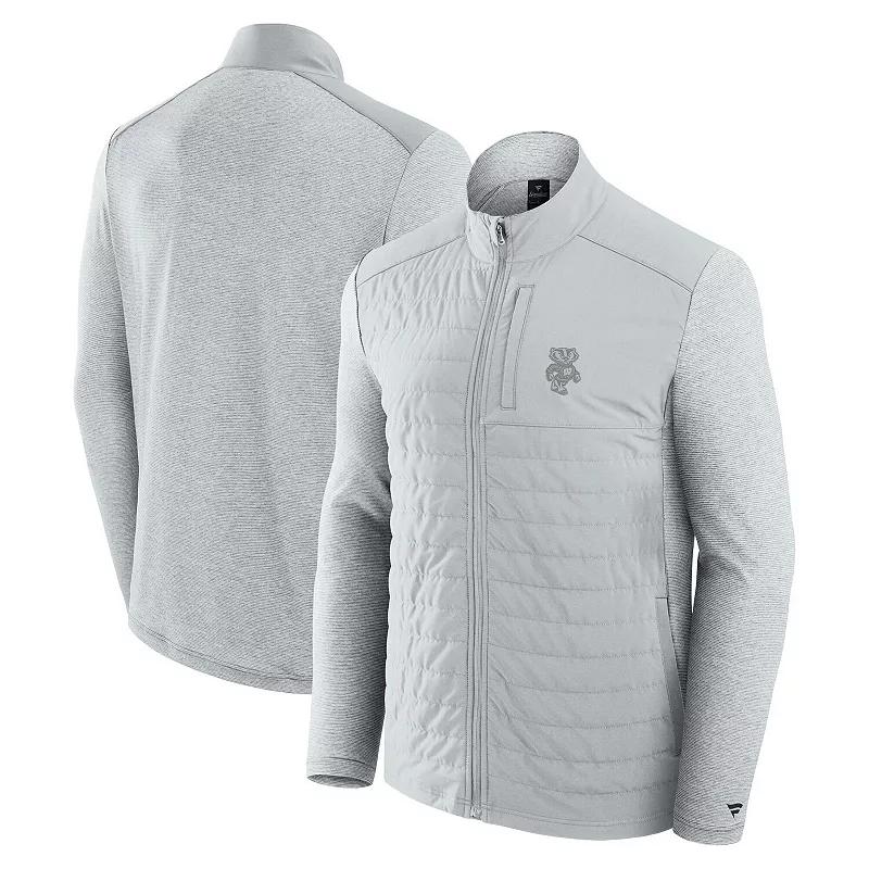 Men's Fanatics Gray Wisconsin Badgers Tonal Primary Logo Full-Zip Jacket,  Product Image