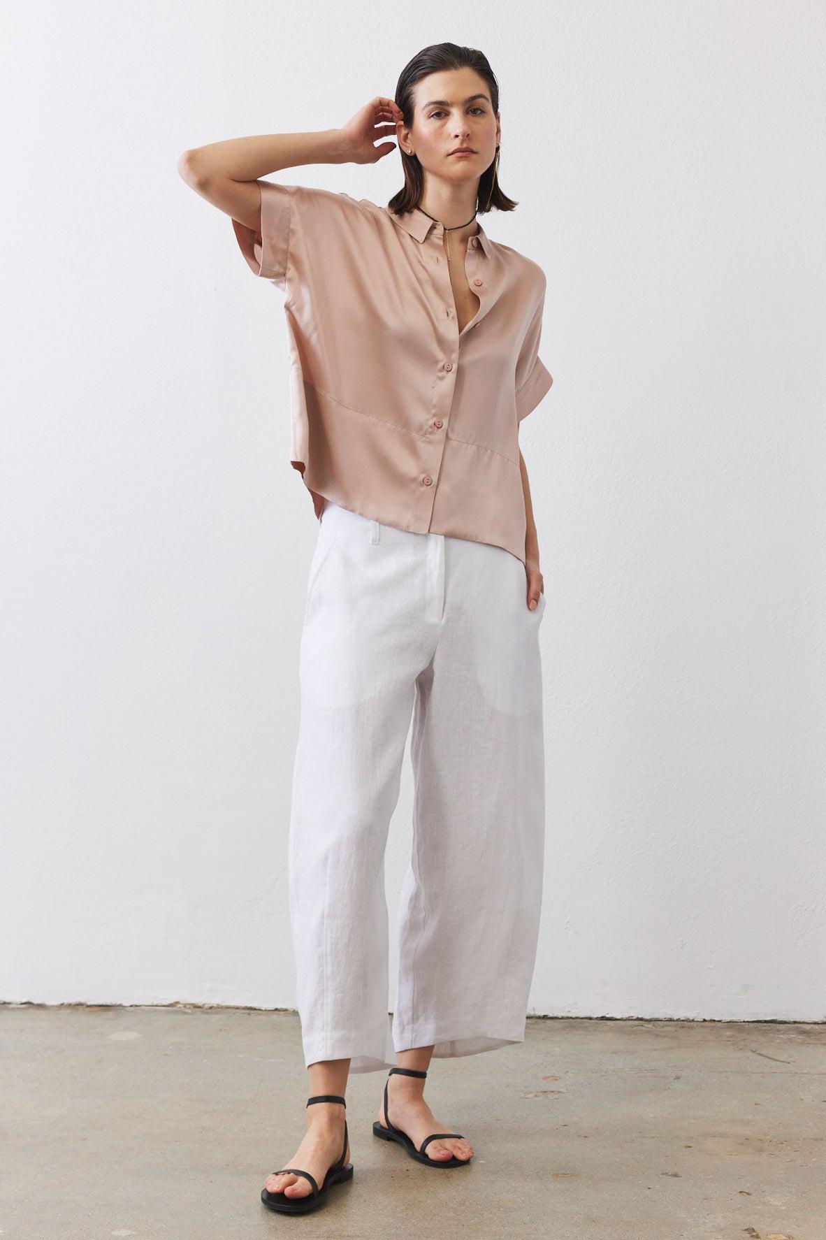 Boxy Washable Silk Cropped Blouse Product Image