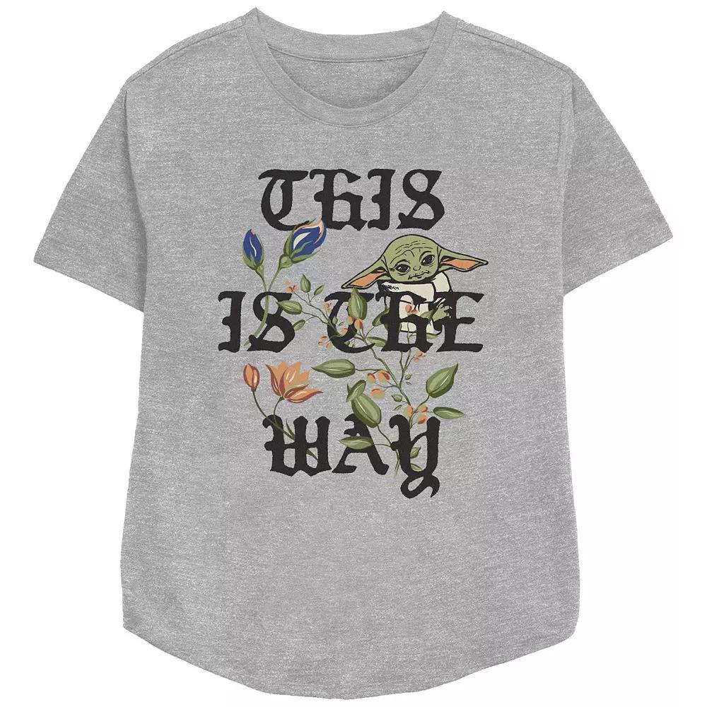 Women's Star Wars The Mandalorian Grogu This Is The Way Relaxed Fit Graphic Tee, Size: XXL, Athletic Grey Product Image