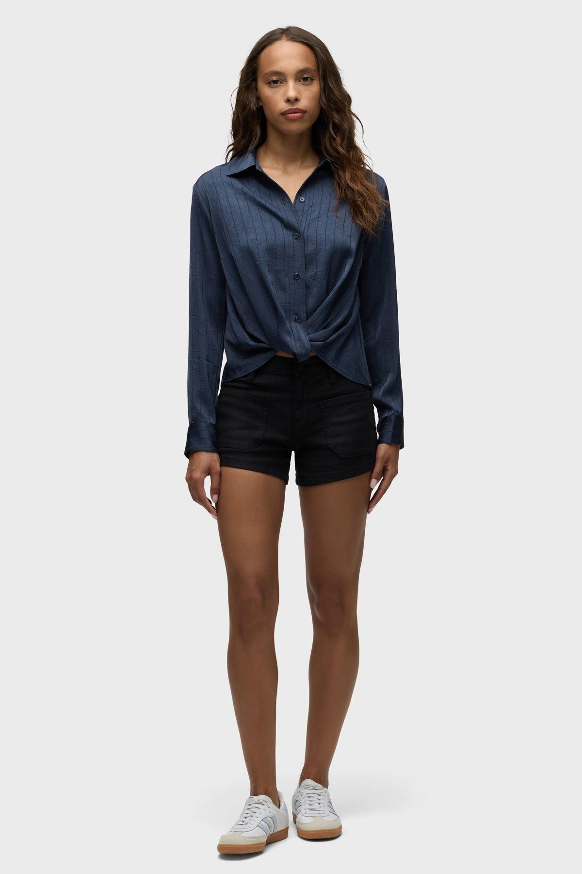 Long Sleeve Knotted Button Down Shirt Female Product Image