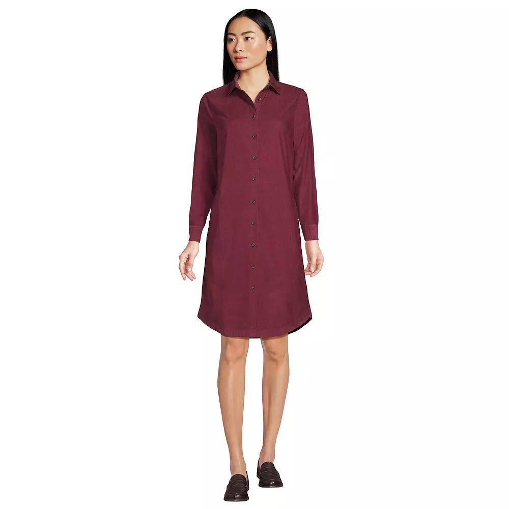 Women's Lands' End Pinwale Cord Button Front Dress, Size: Medium, Rich Red Product Image