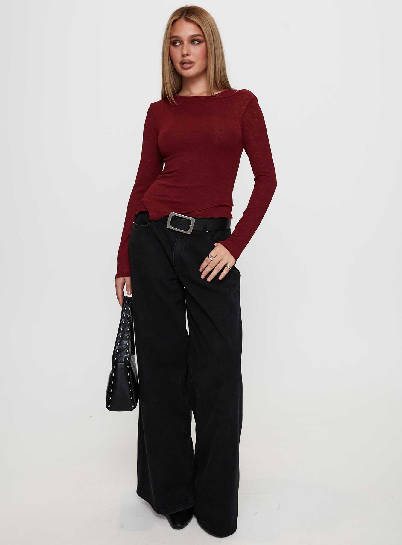 Lefort Long Sleeve Top Burgundy Product Image