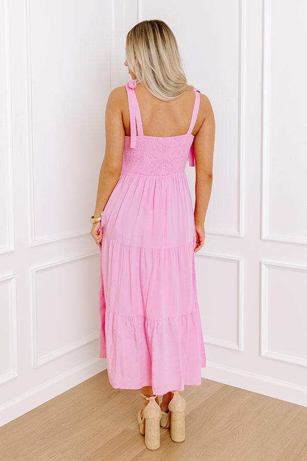 Tucson Stroll Smocked Midi in Pink Product Image