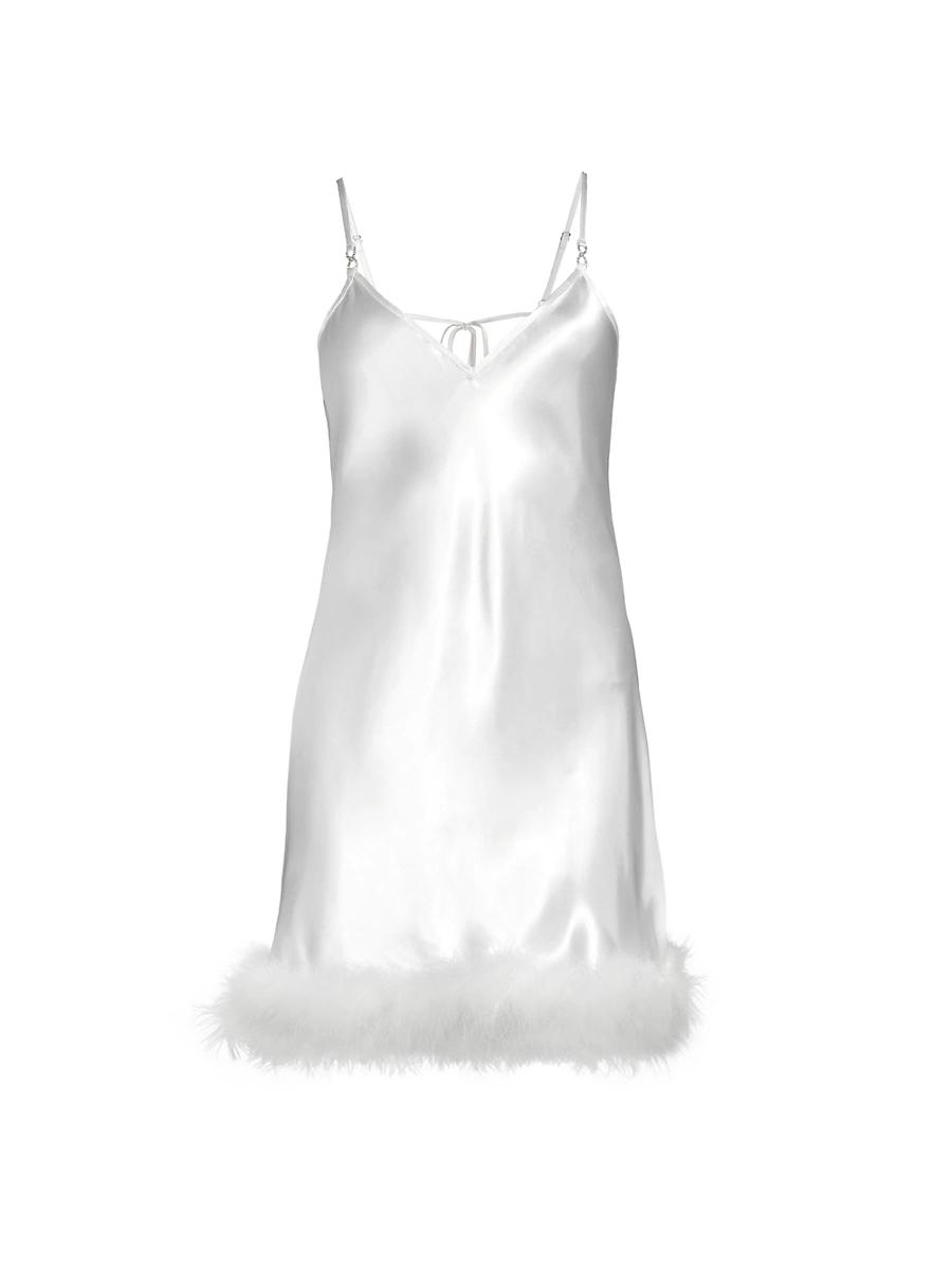 Womens Hope Feather-Trimmed Satin Chemise Product Image