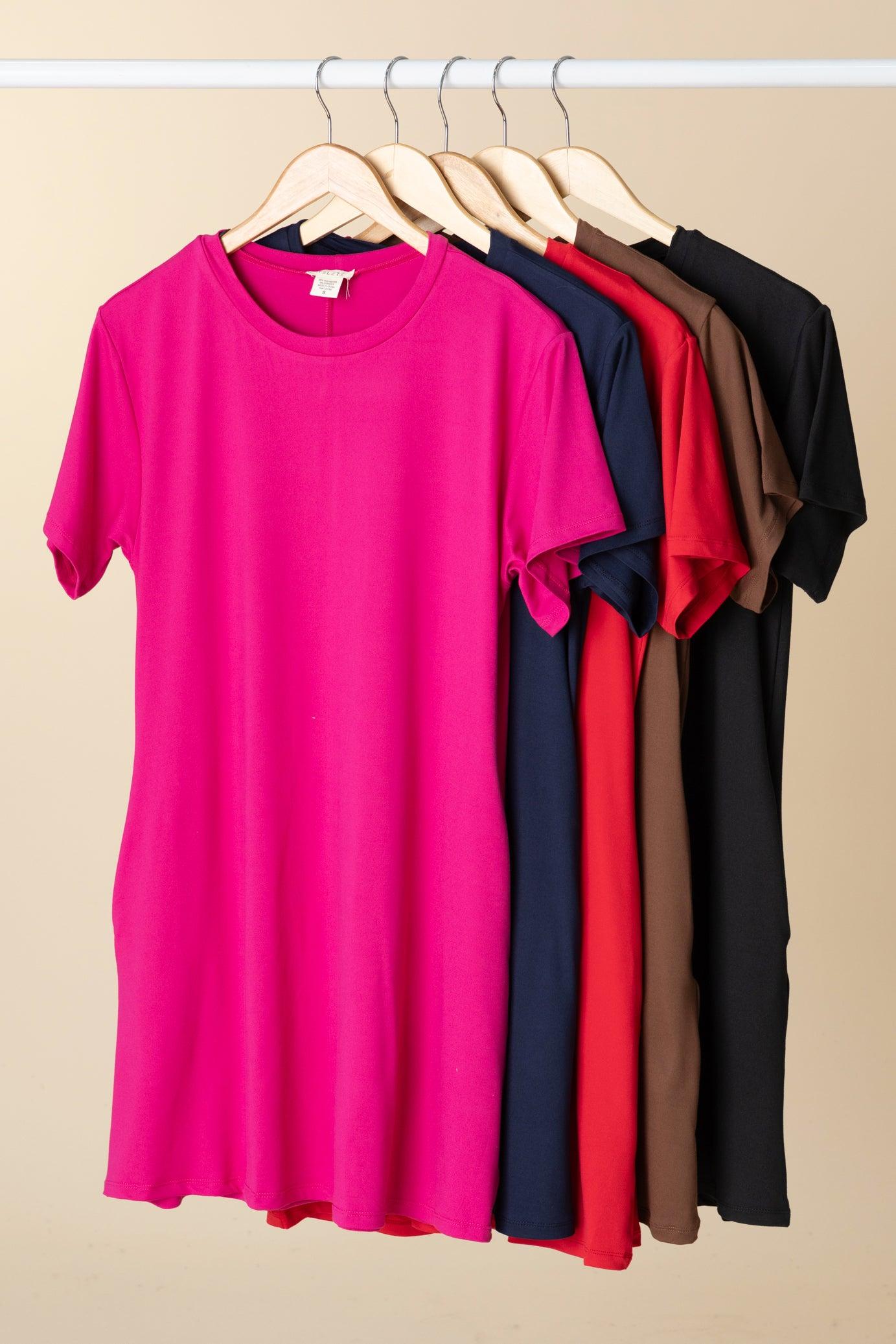 On the Go T-Shirt Dress With Pockets Product Image