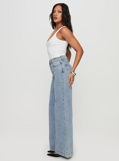 Goldie High Rise Wide Leg Jeans Light Wash Product Image
