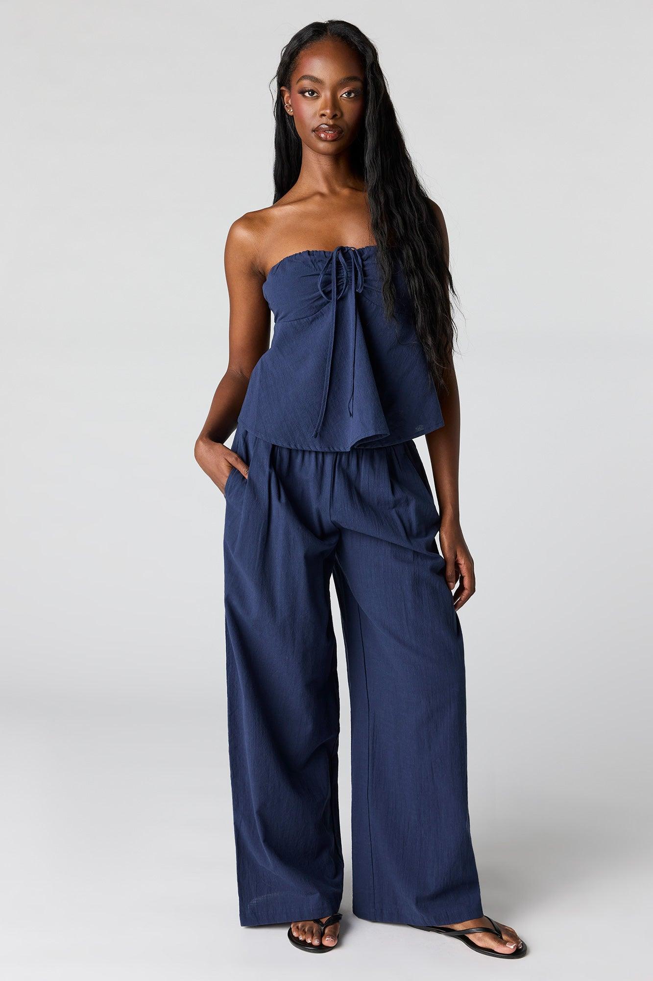Smocked Waist Wide Leg Pant Female Product Image