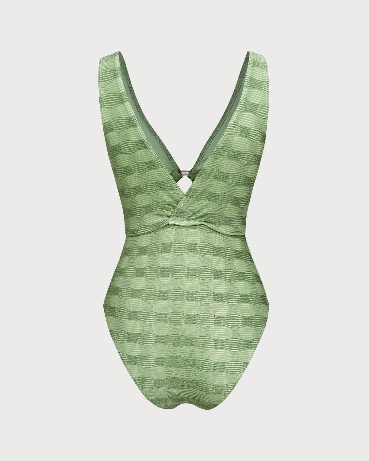 Green O-Ring Textured One-Piece Swimsuit Product Image
