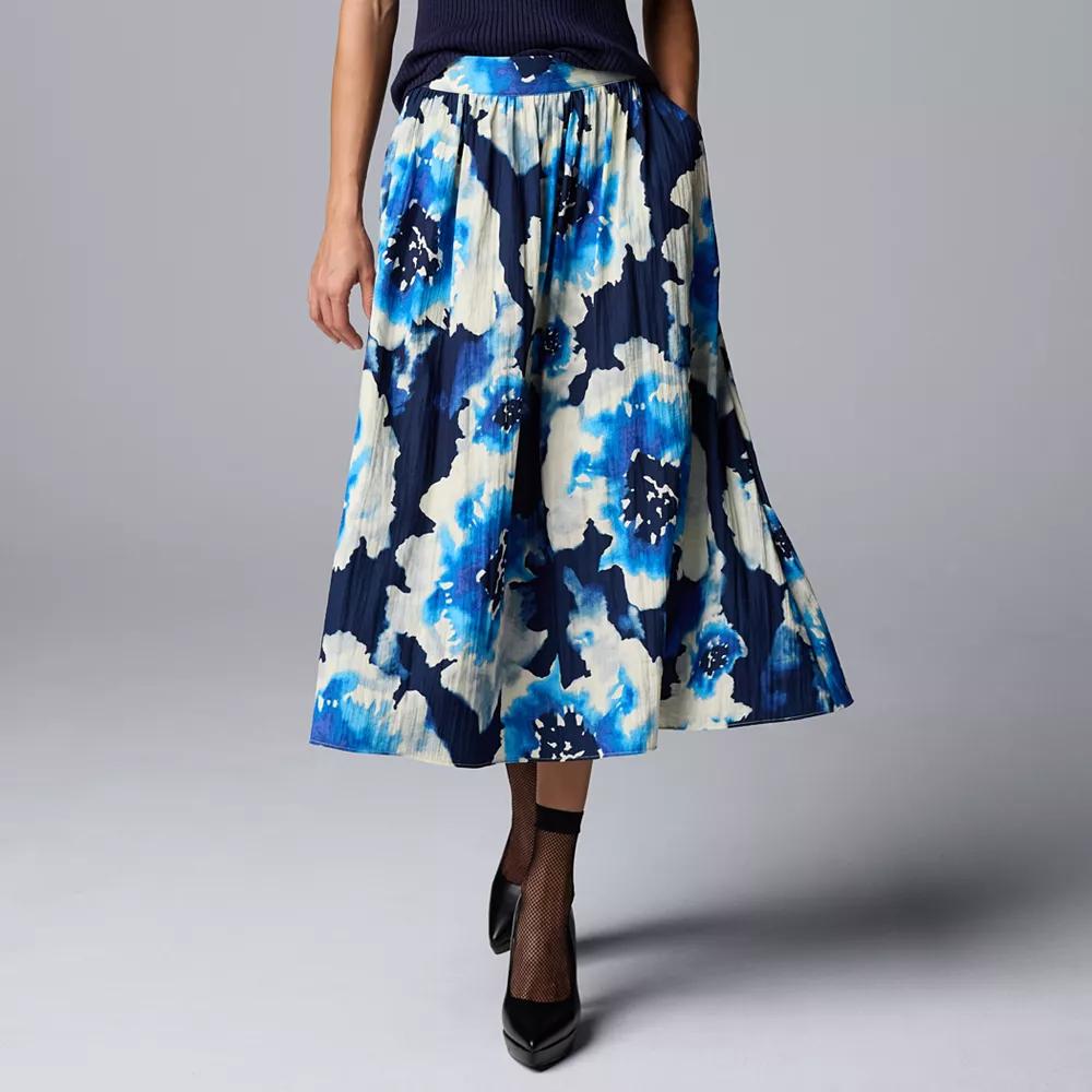 Petite Simply Vera Vera Wang Shirred Midi Skirt, Womens Product Image