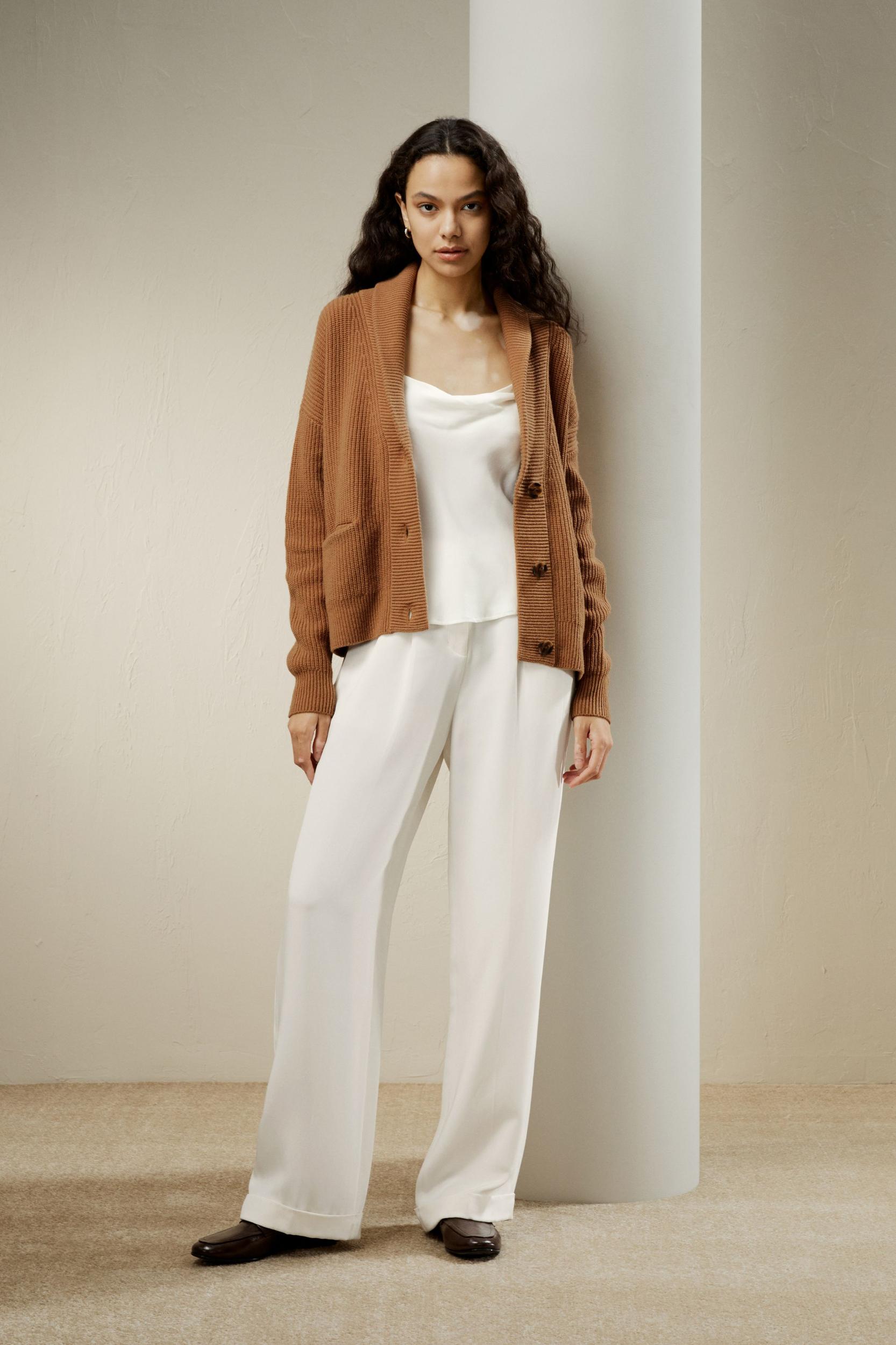 Wool-Cashmere Blend Shawl Collar Cardigan Product Image