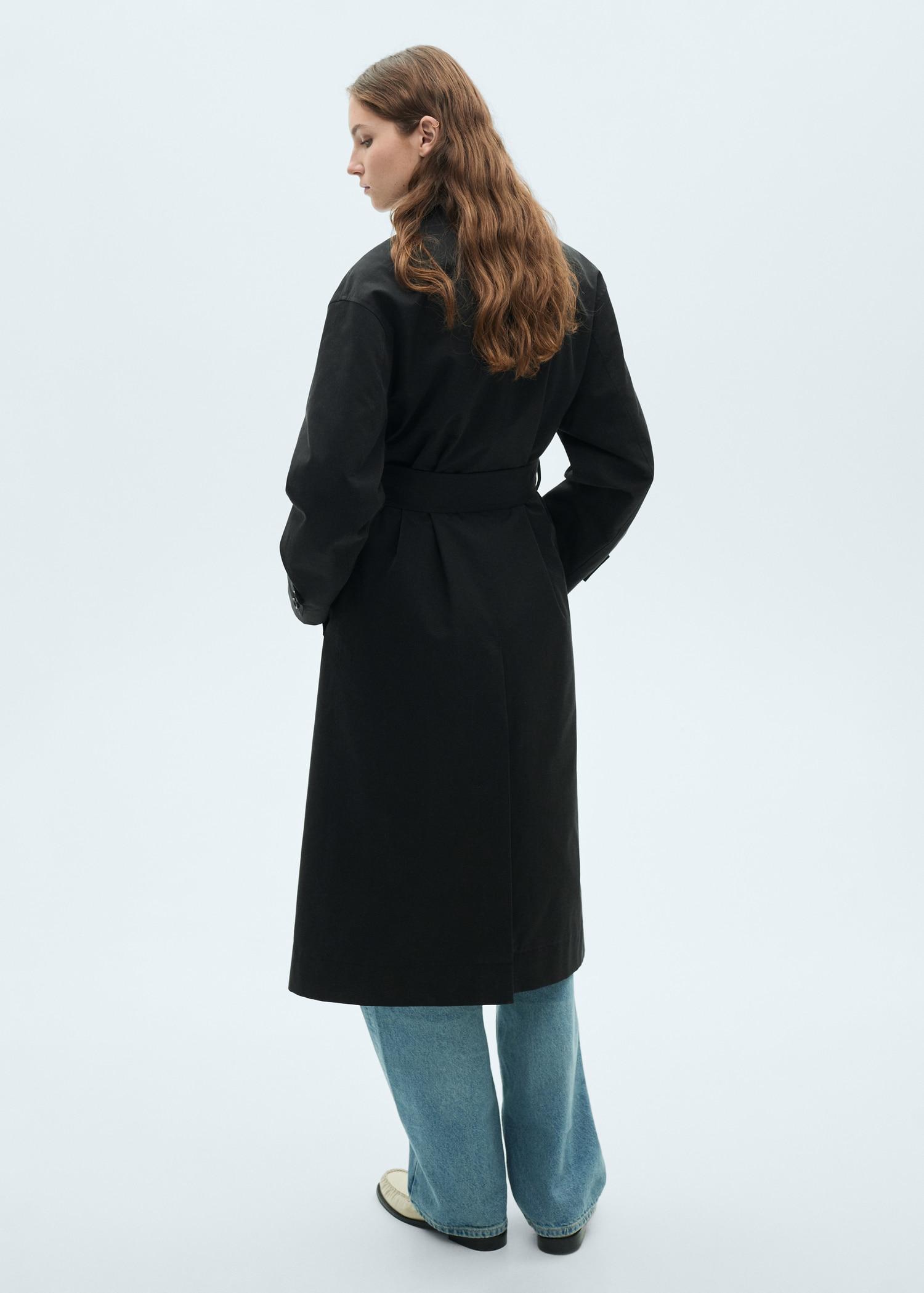Long oversized double-breasted trench coat - Women | MANGO USA Product Image