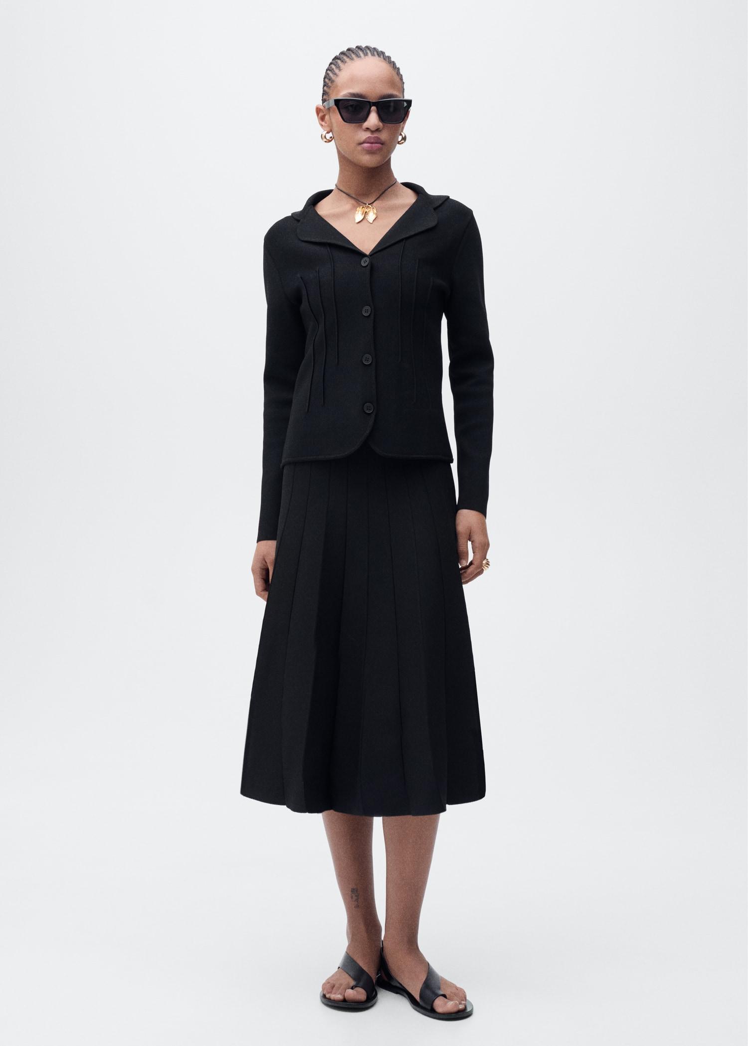 Knitted jacket with lapel collar - Women | MANGO USA Product Image