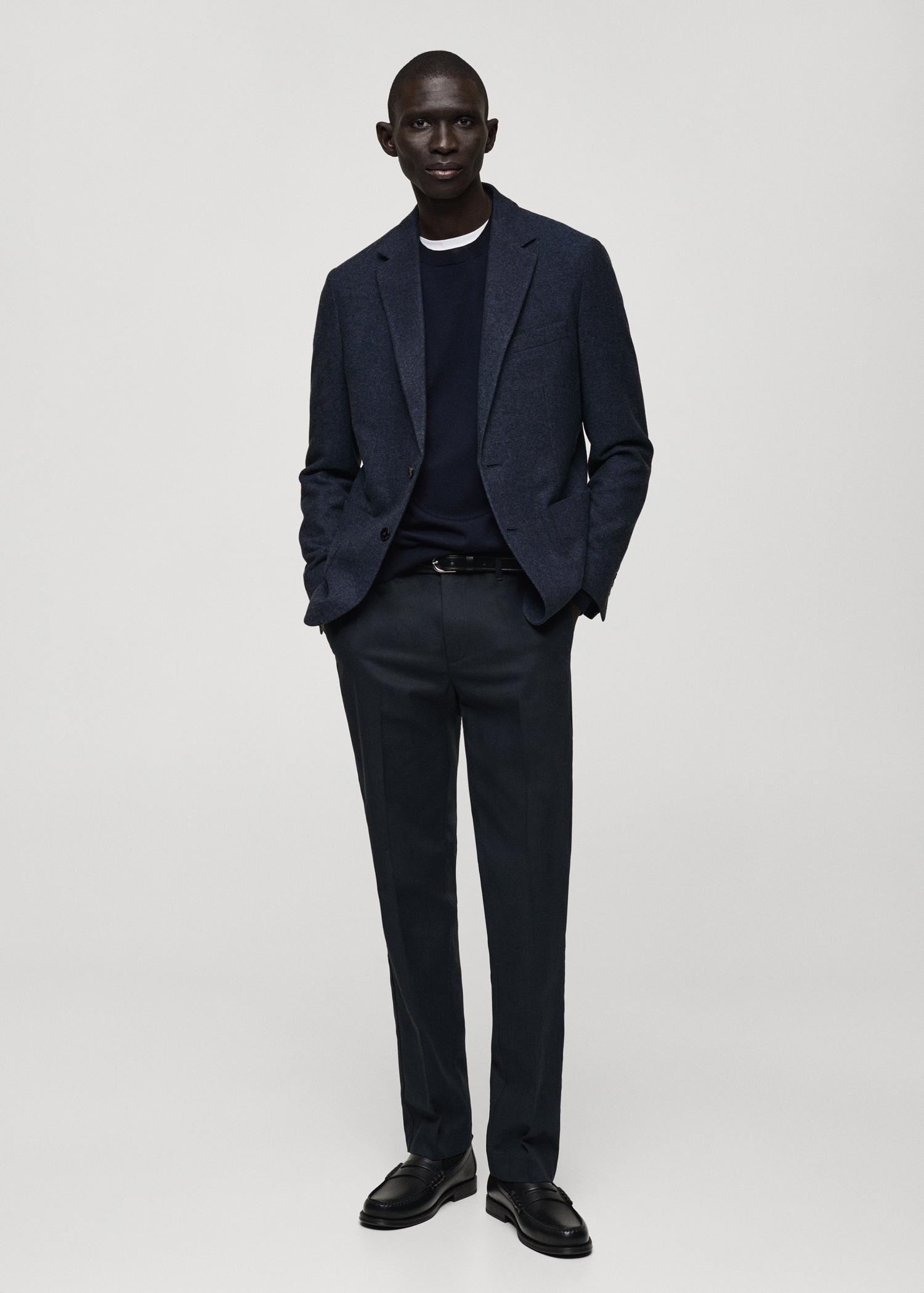 Slim fit wool blend blazer - Men | MANGO USA Product Image