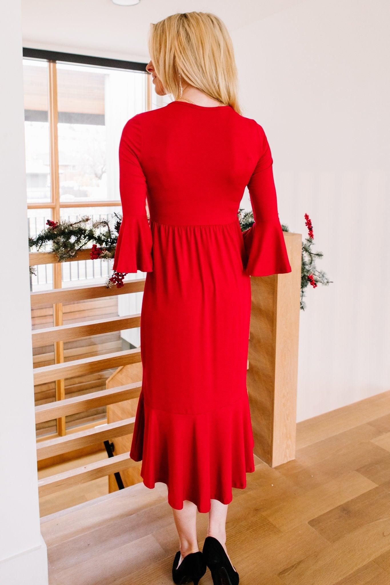 Cloudy Skies Dress in Crimson (Online Exclusive) Product Image