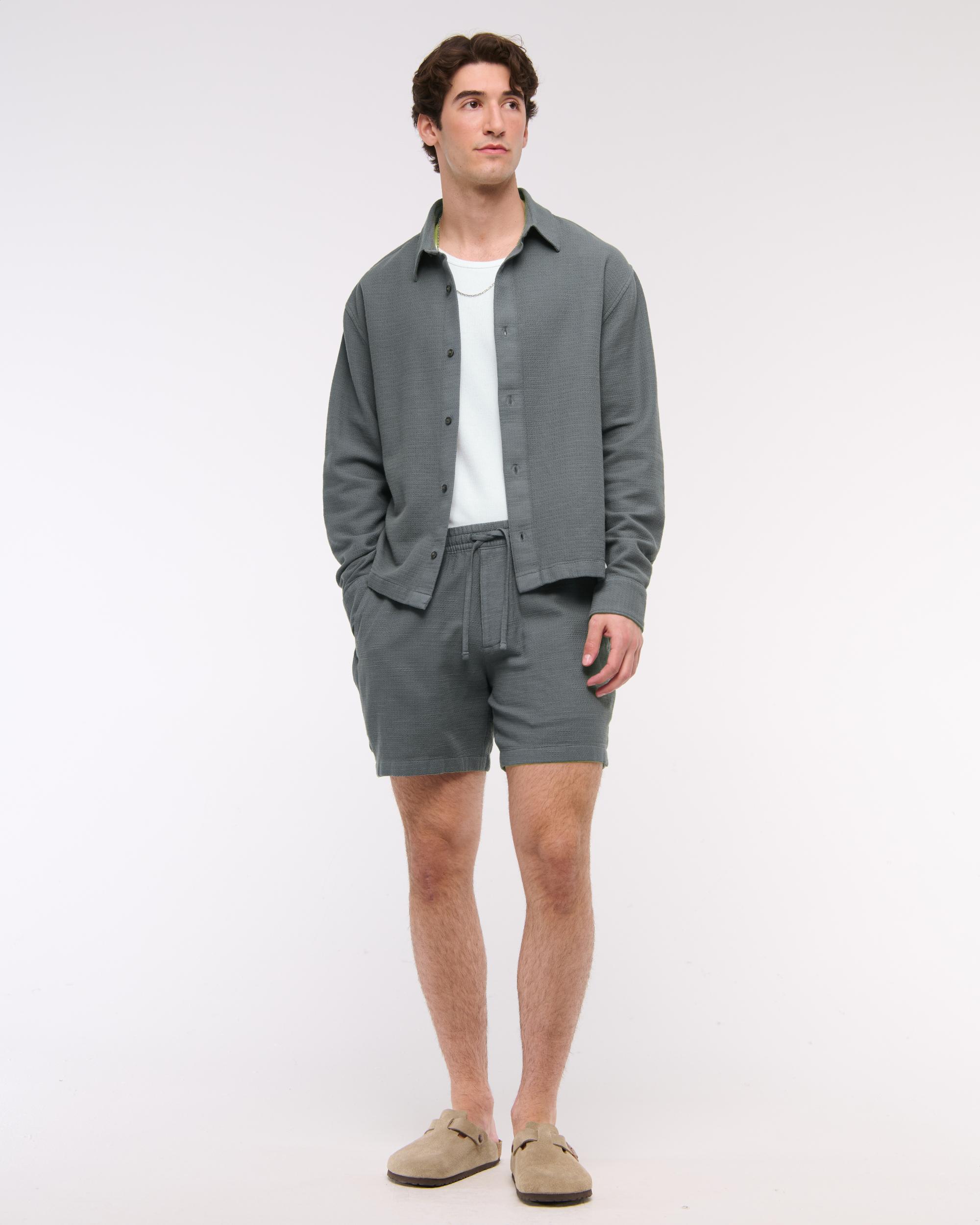 Cropped Slub Button-Up Shirt Product Image