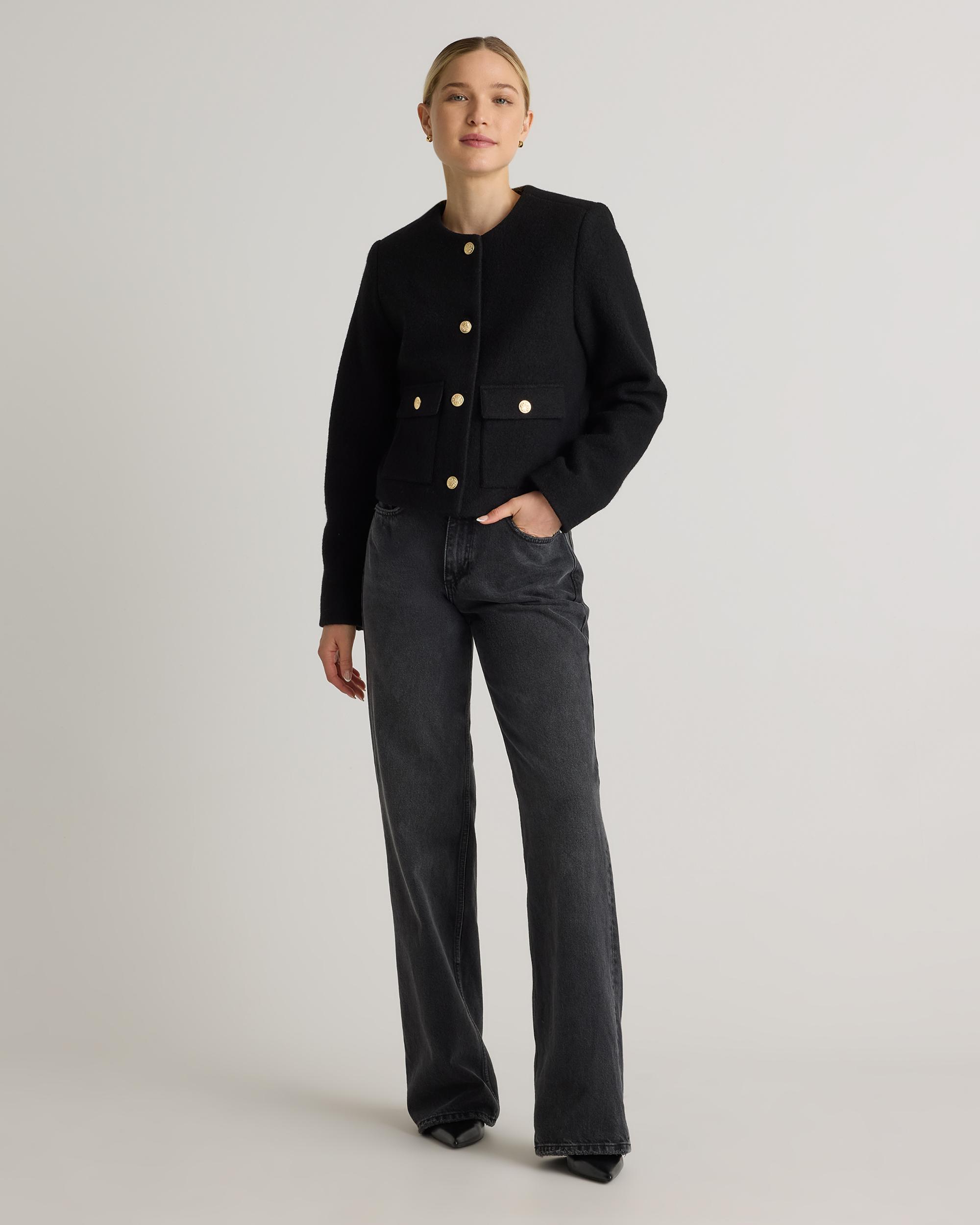 Quince | Women's 100% Merino Wool Collarless Cropped Jacket Product Image