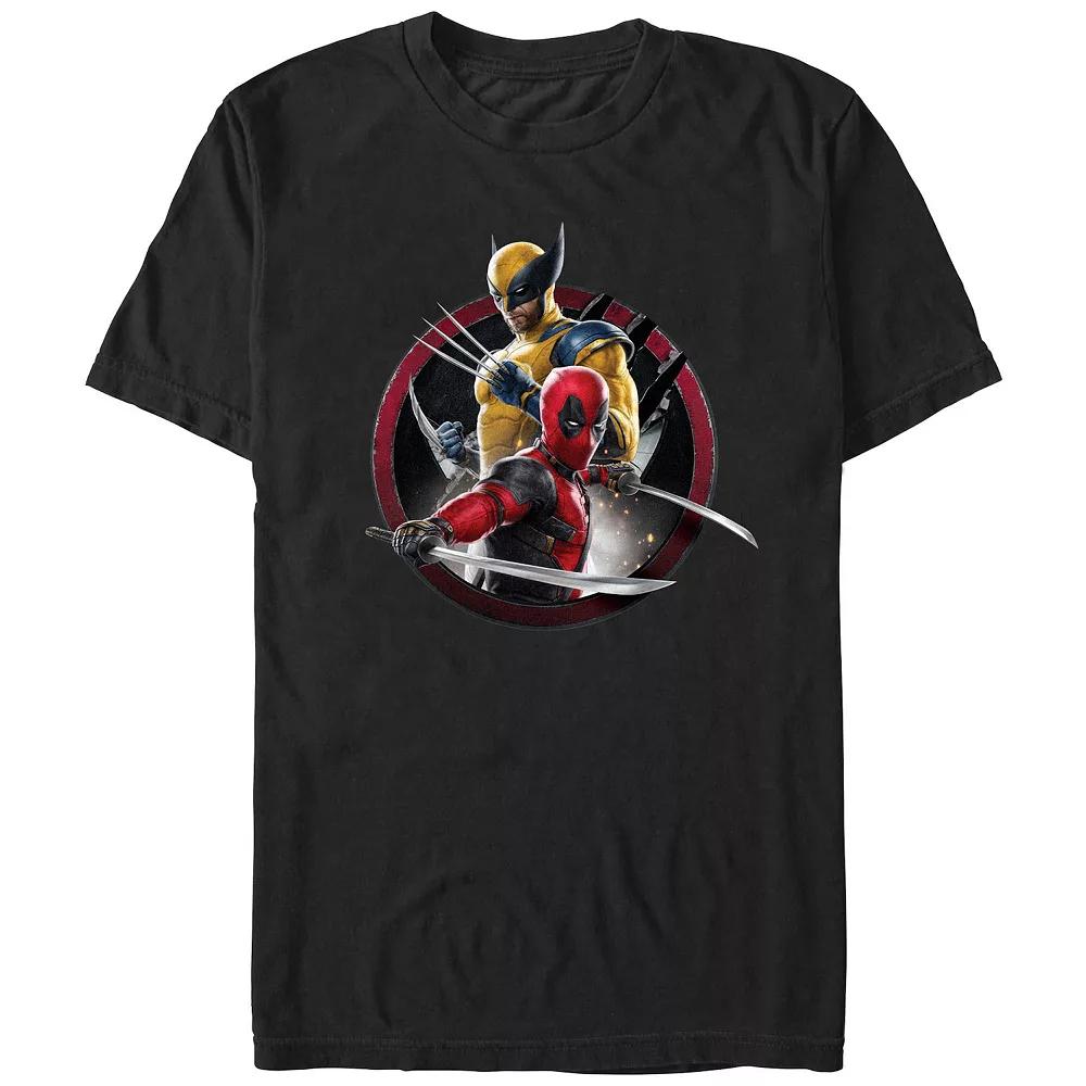 Men's Marvel Deadpool And Wolverine Duo Badge Graphic Tee, Size: XL, Black Product Image