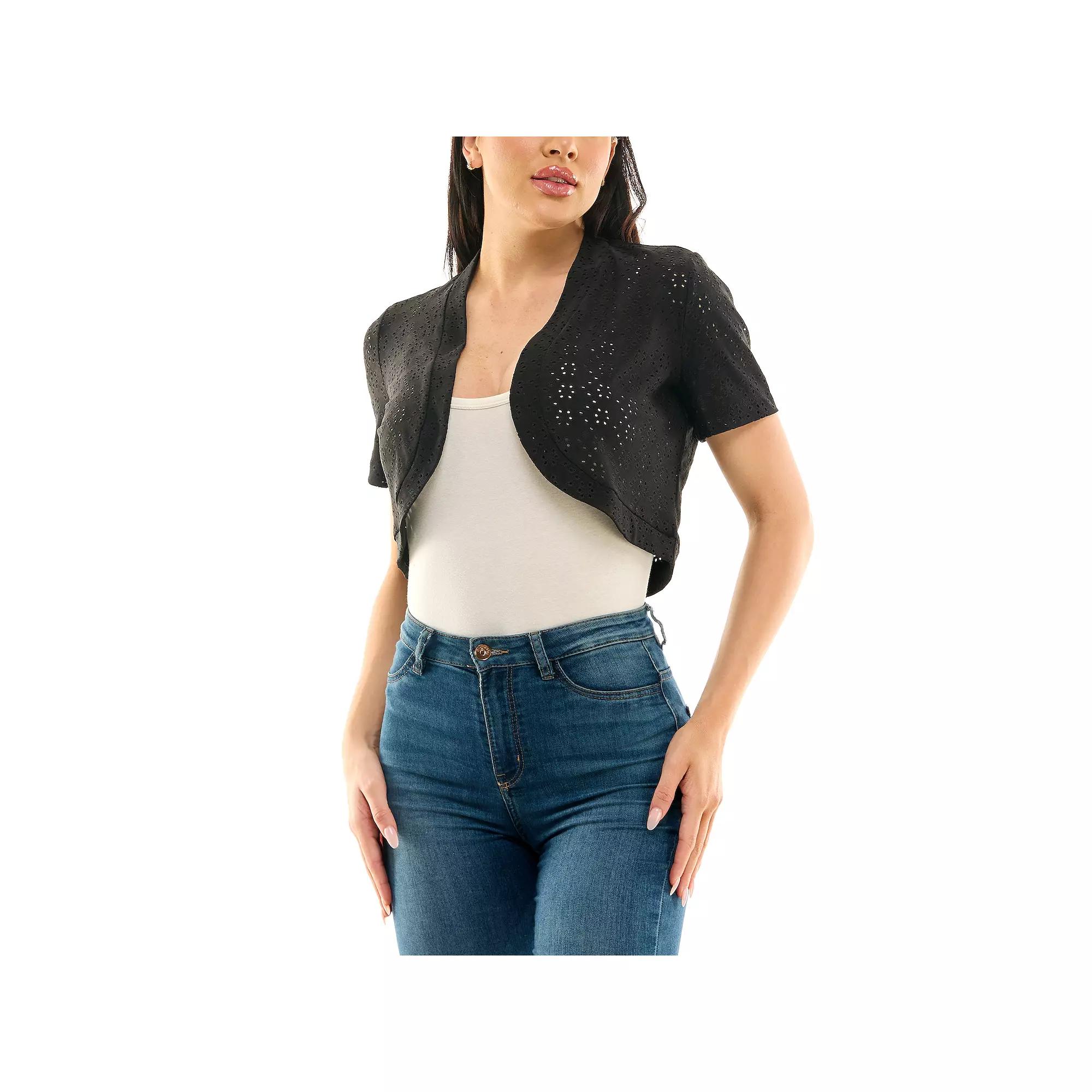Women's Nina Leonard Eyelet Knit Bolero,  Product Image